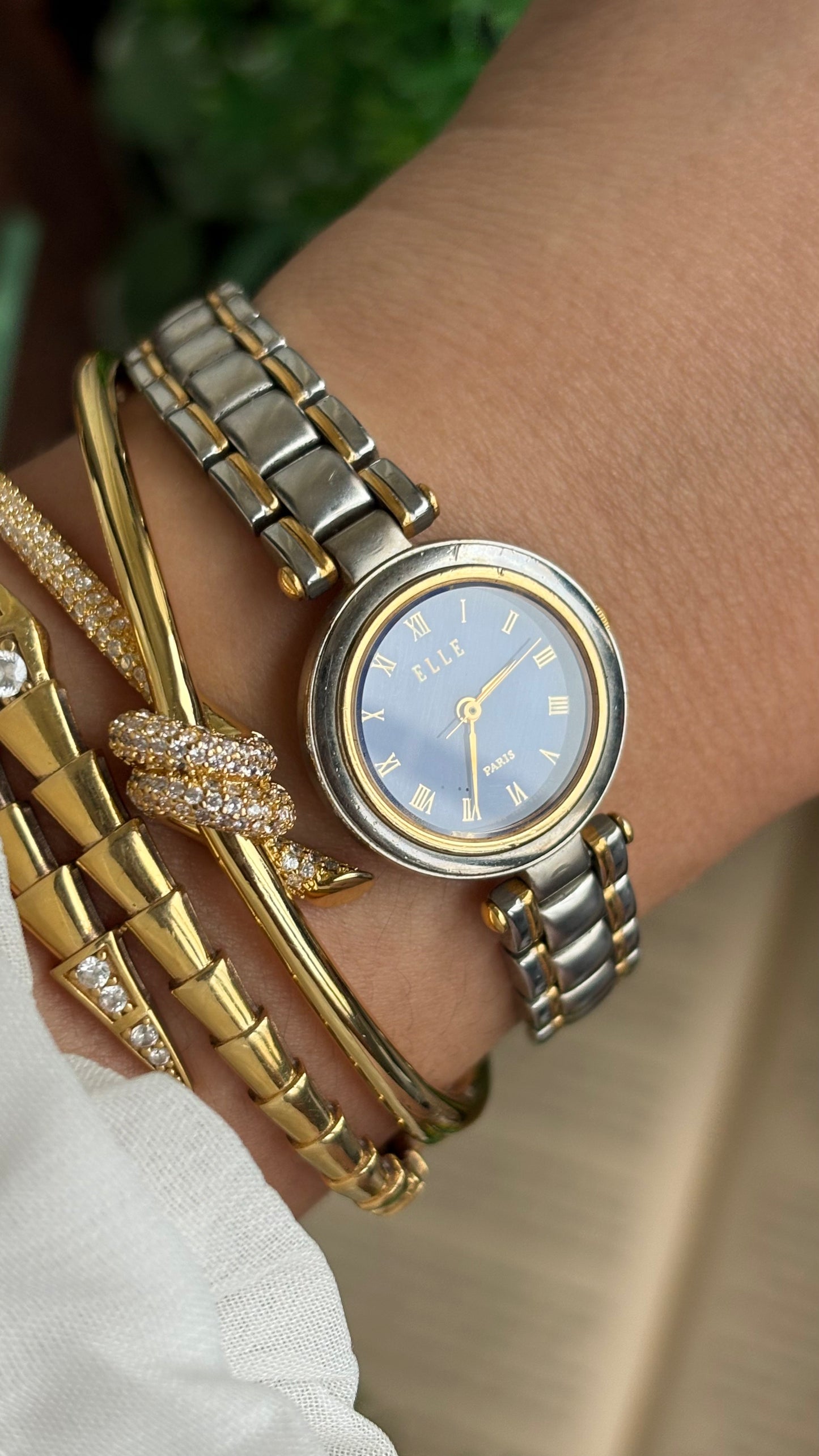 Vintage Elle Paris Watch in Two-Tone Blue Dial