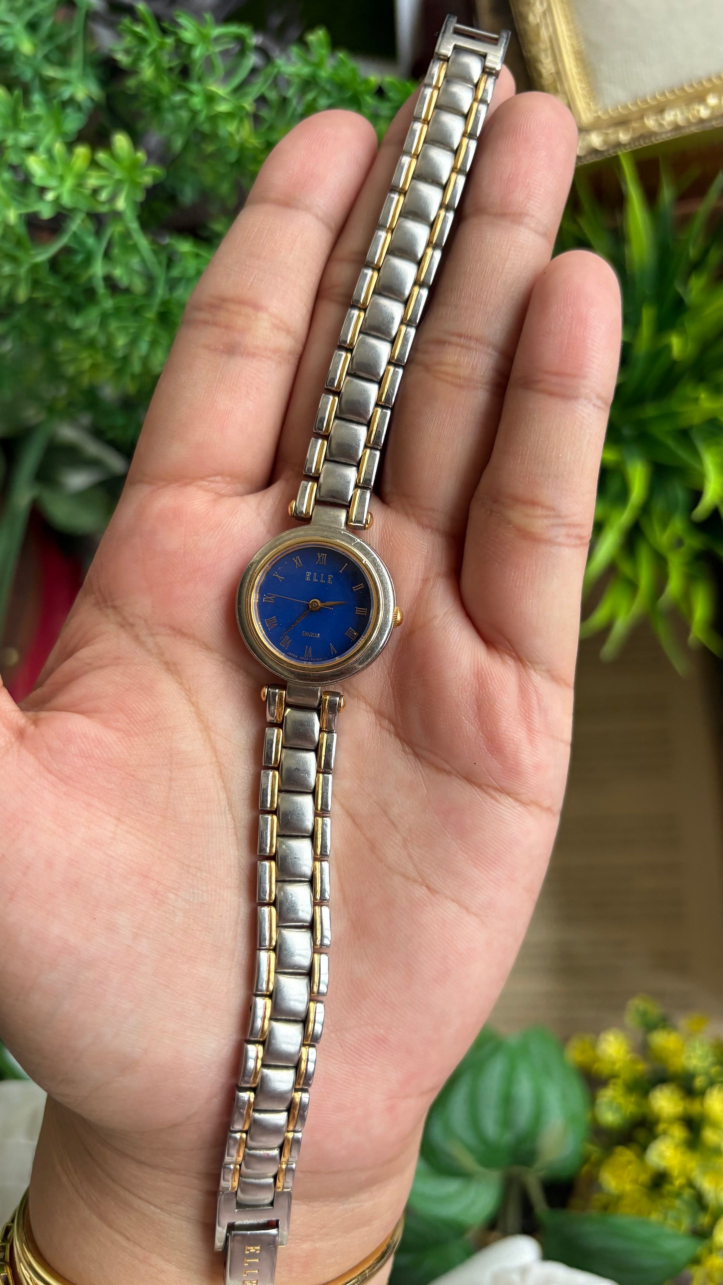 Vintage Elle Paris Watch in Two-Tone Blue Dial