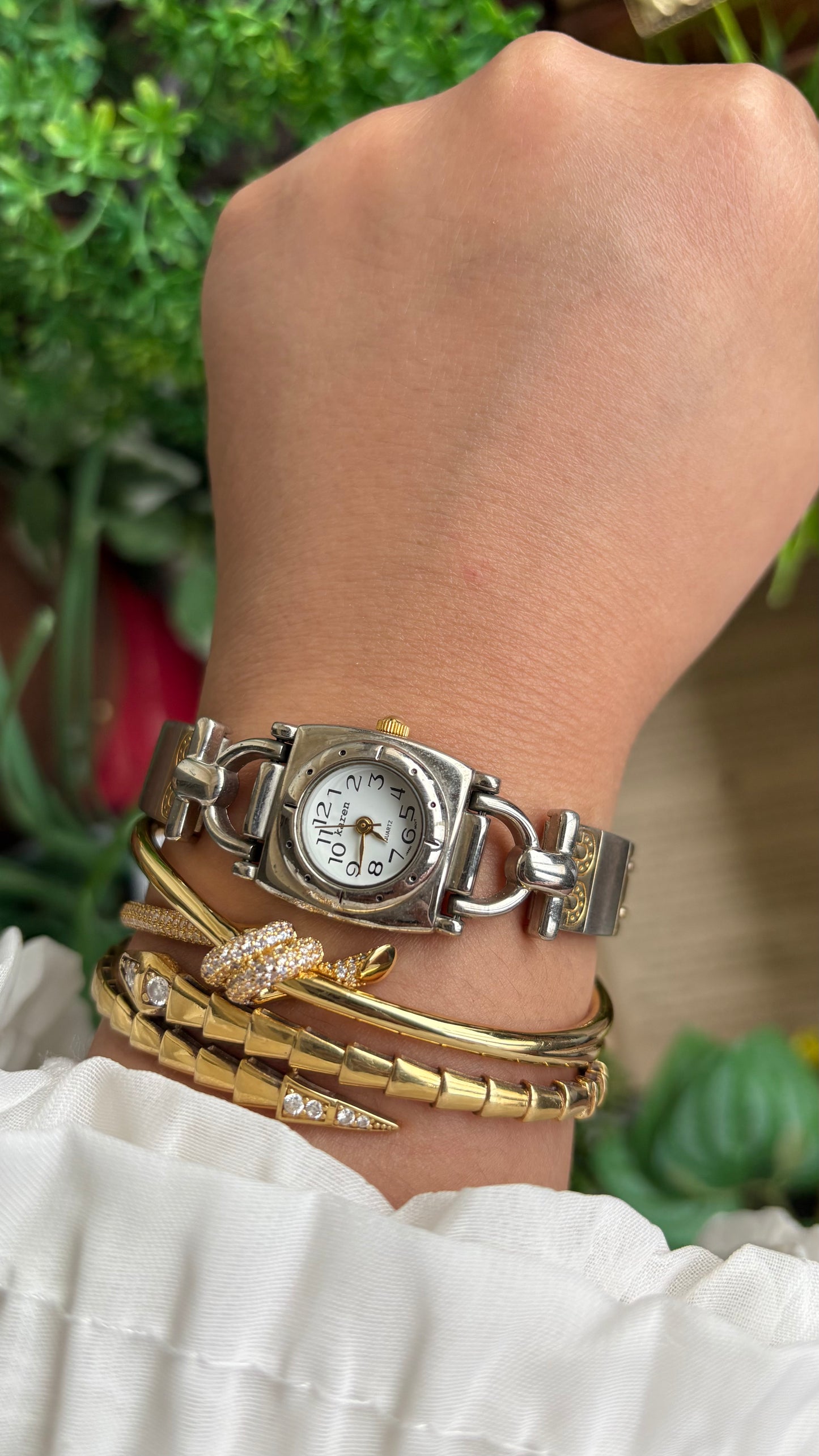 Vintage Karen Watch in Two-Tone Gucci Style
