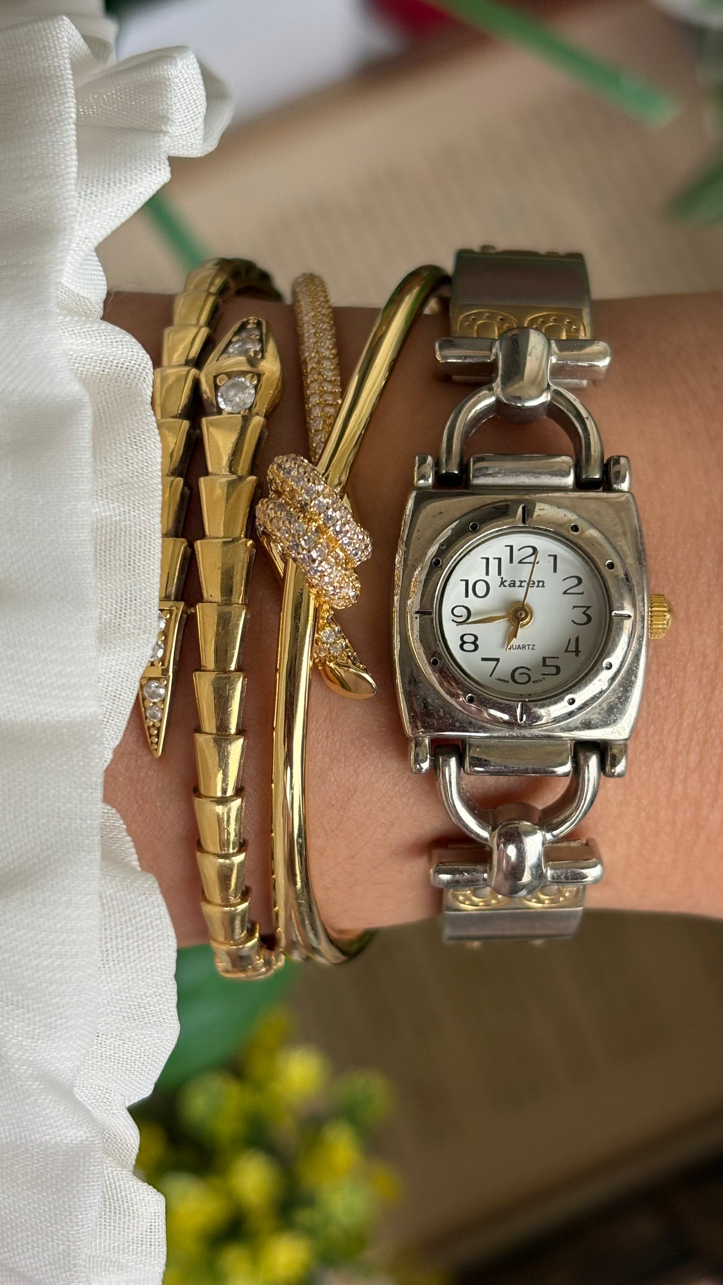 Vintage Karen Watch in Two-Tone Gucci Style