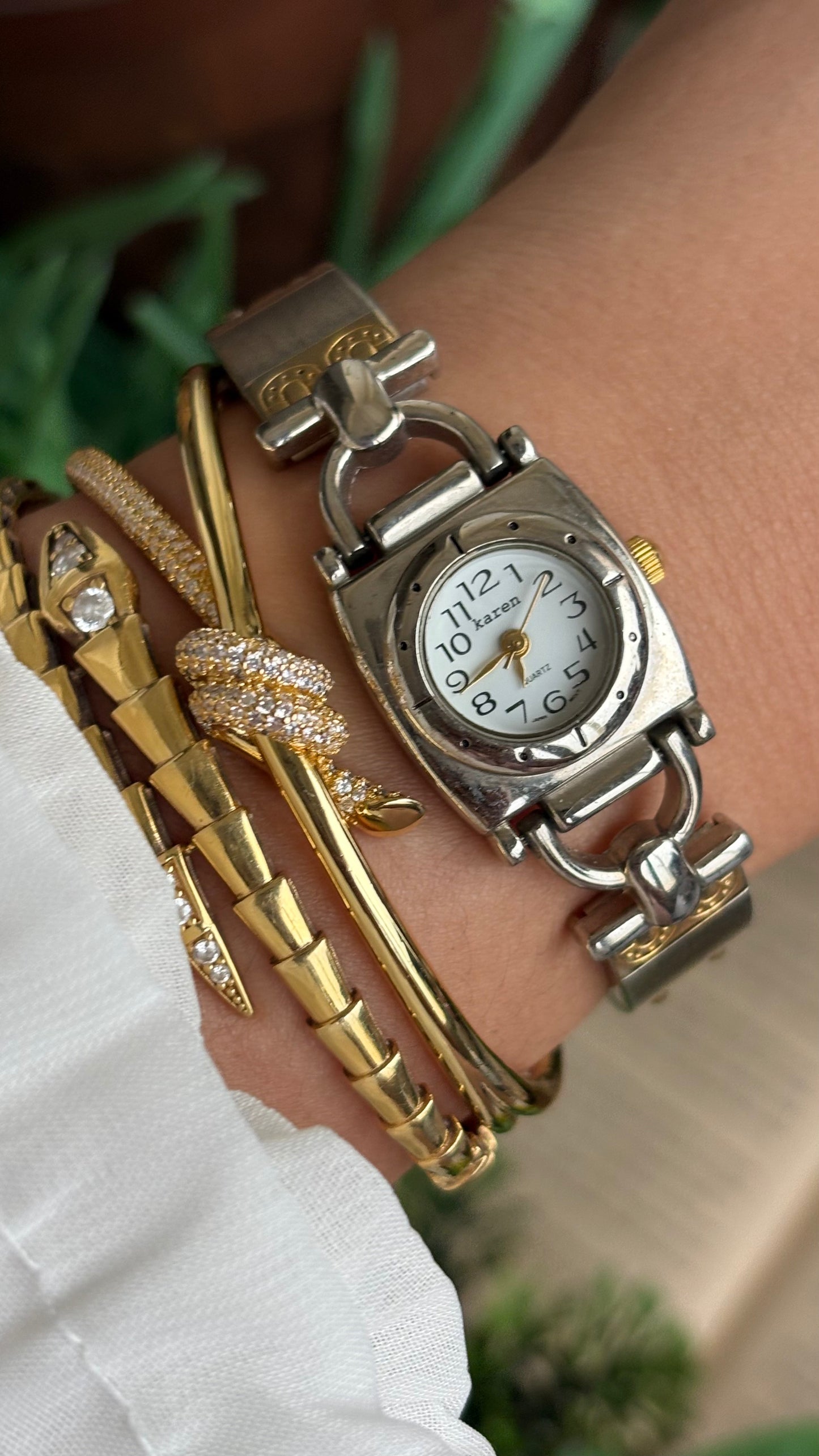 Vintage Karen Watch in Two-Tone Gucci Style