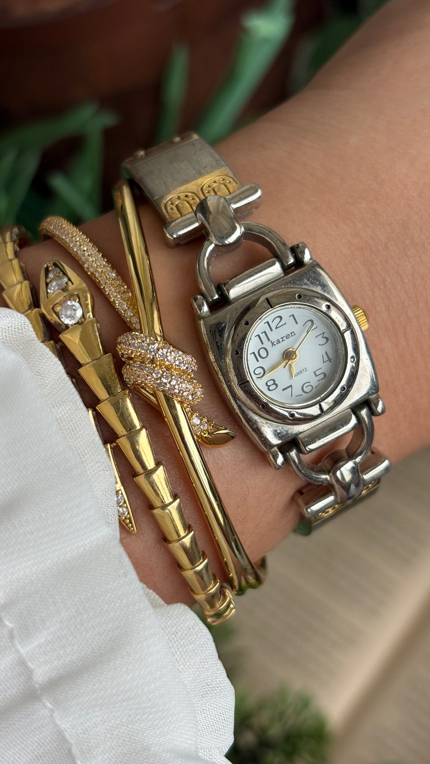Vintage Karen Watch in Two-Tone Gucci Style