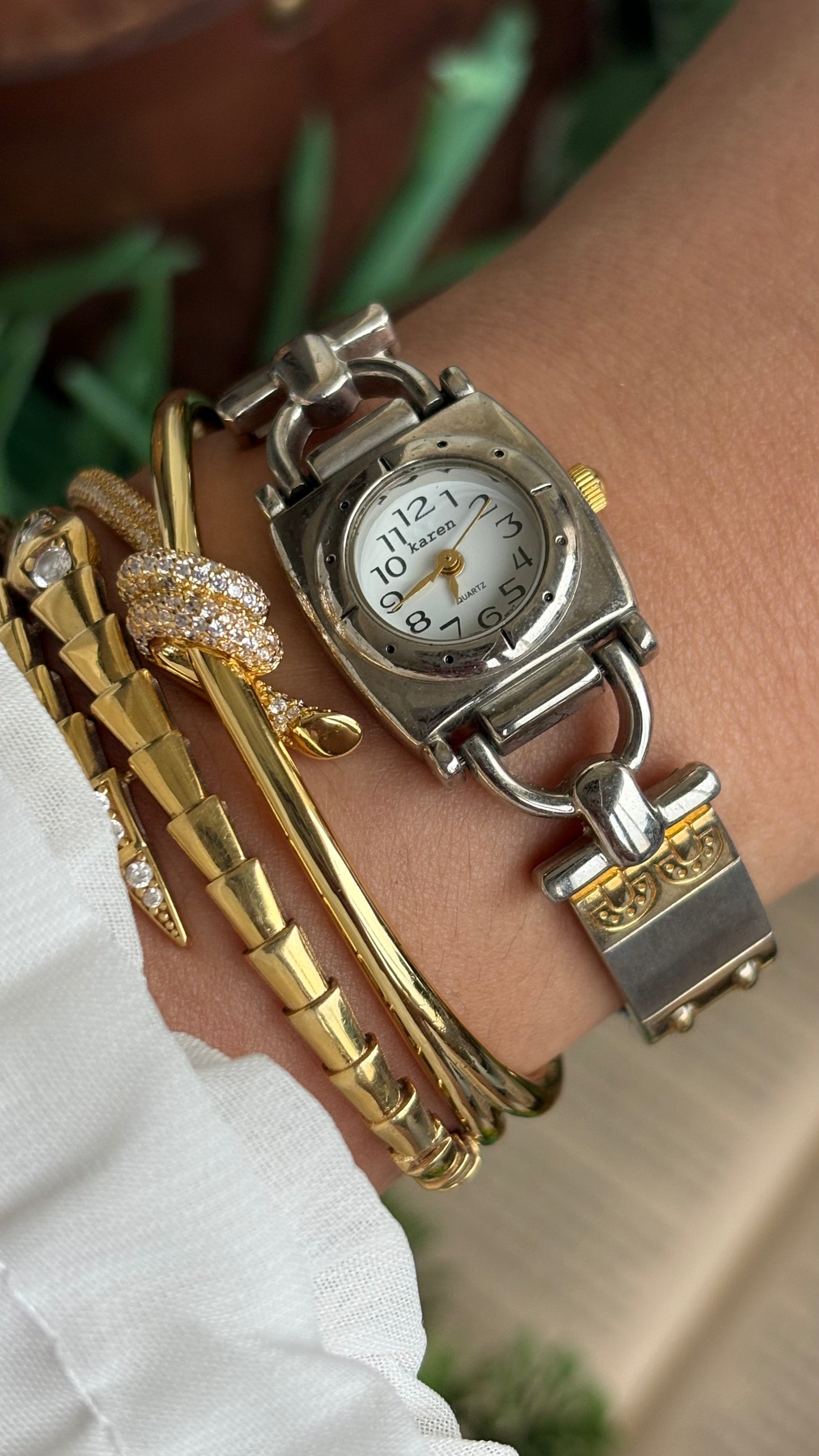 Vintage Karen Watch in Two-Tone Gucci Style