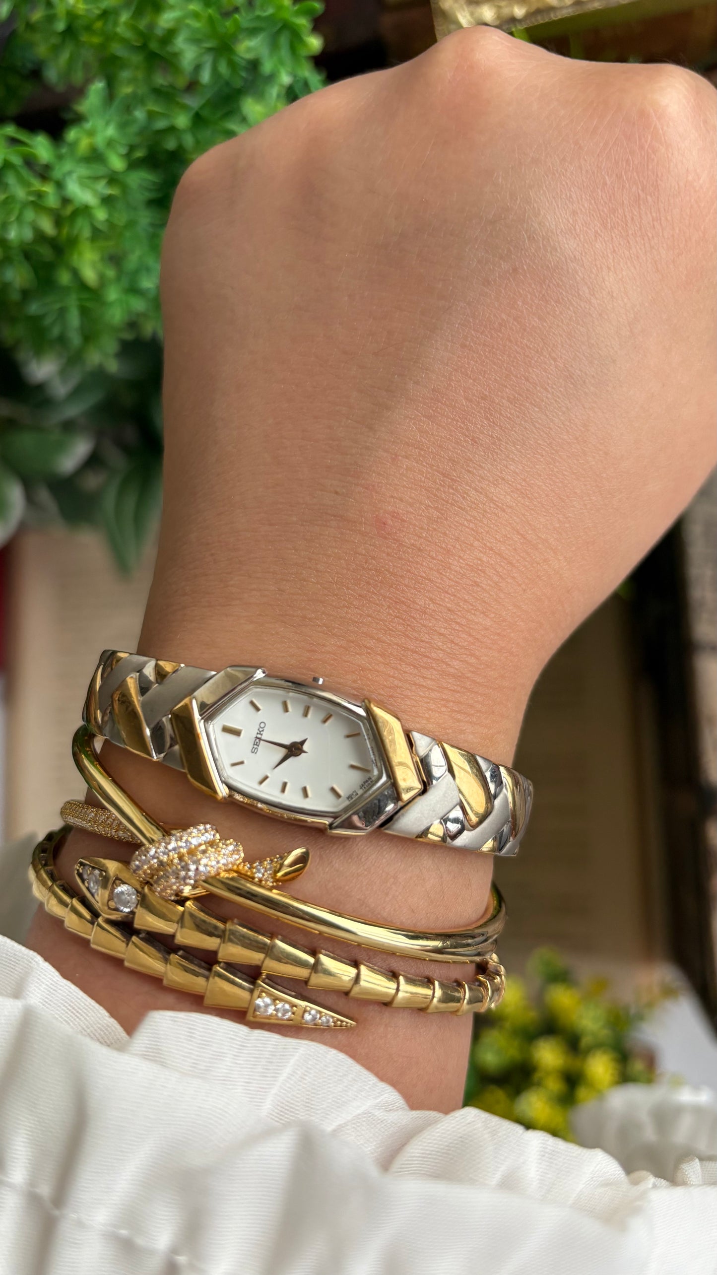 Extremely Rare Vintage Seiko Watch in Two-Tone Hexagon Dial