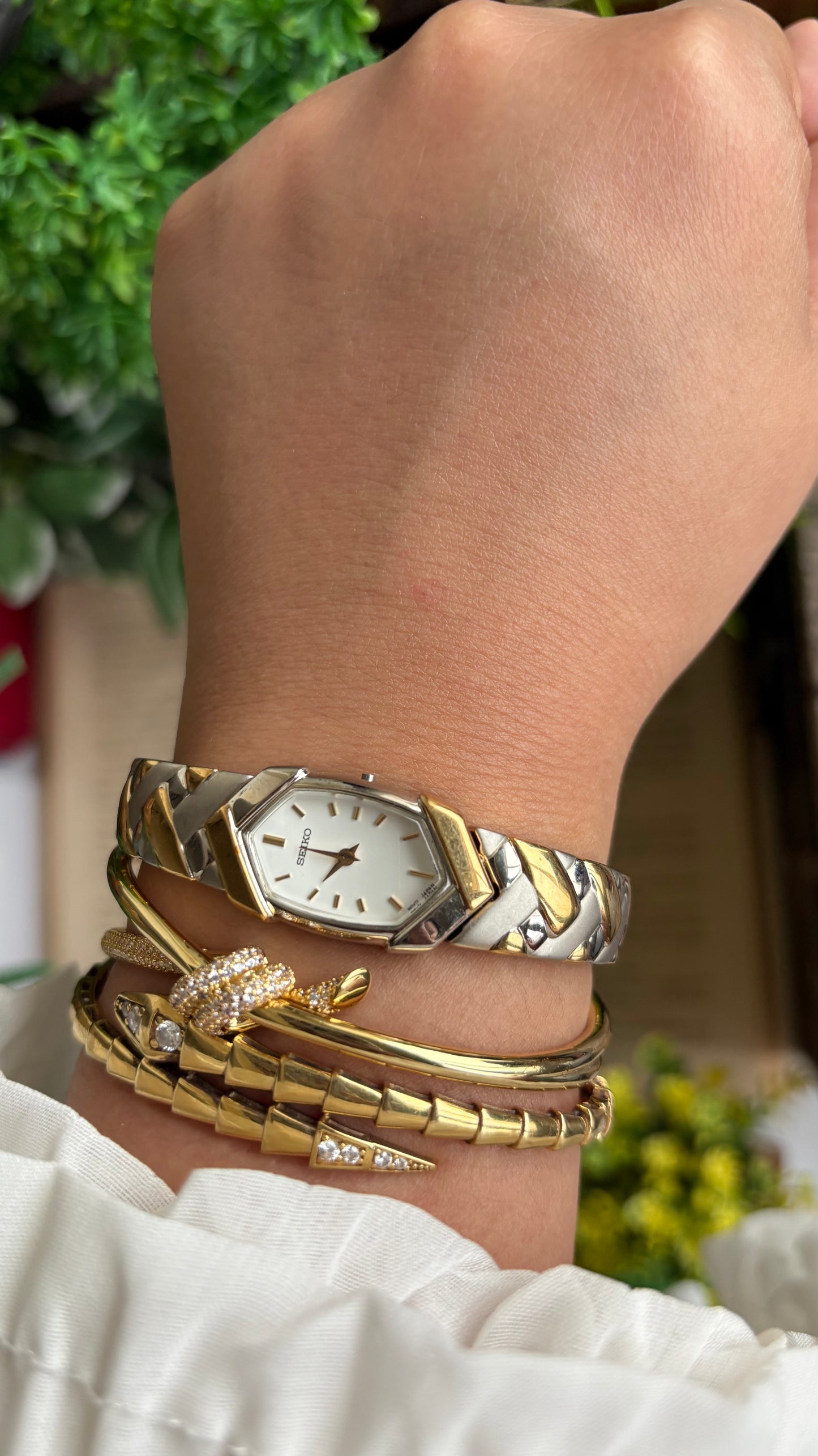 Extremely Rare Vintage Seiko Watch in Two-Tone Hexagon Dial