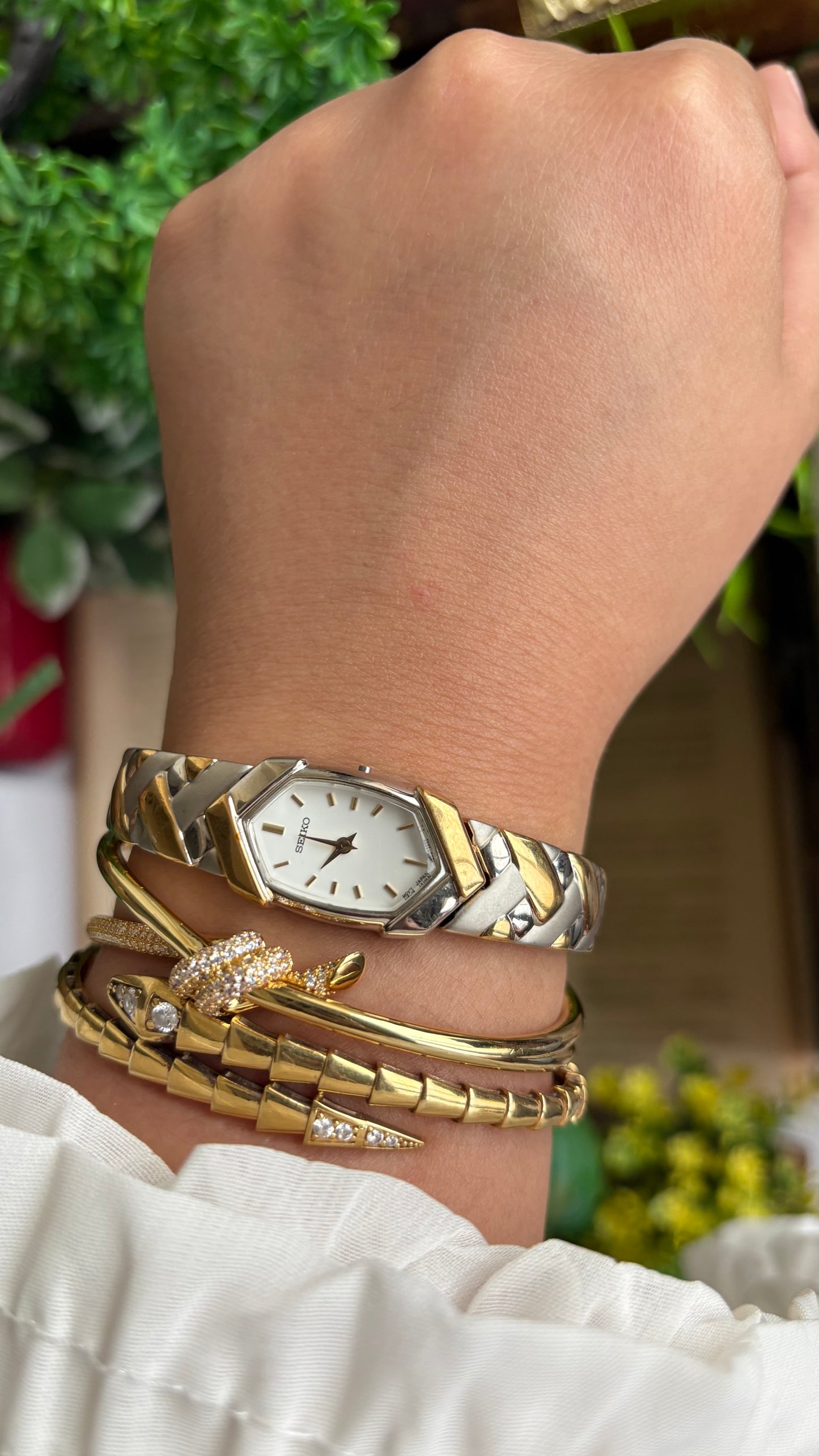 Extremely Rare Vintage Seiko Watch in Two-Tone Hexagon Dial