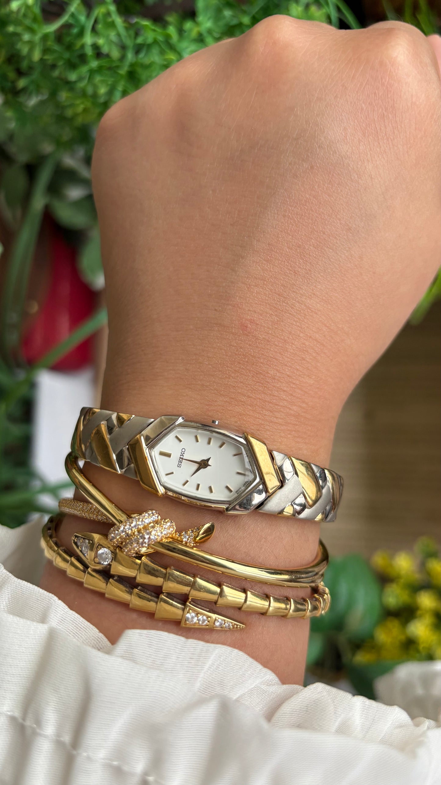Extremely Rare Vintage Seiko Watch in Two-Tone Hexagon Dial