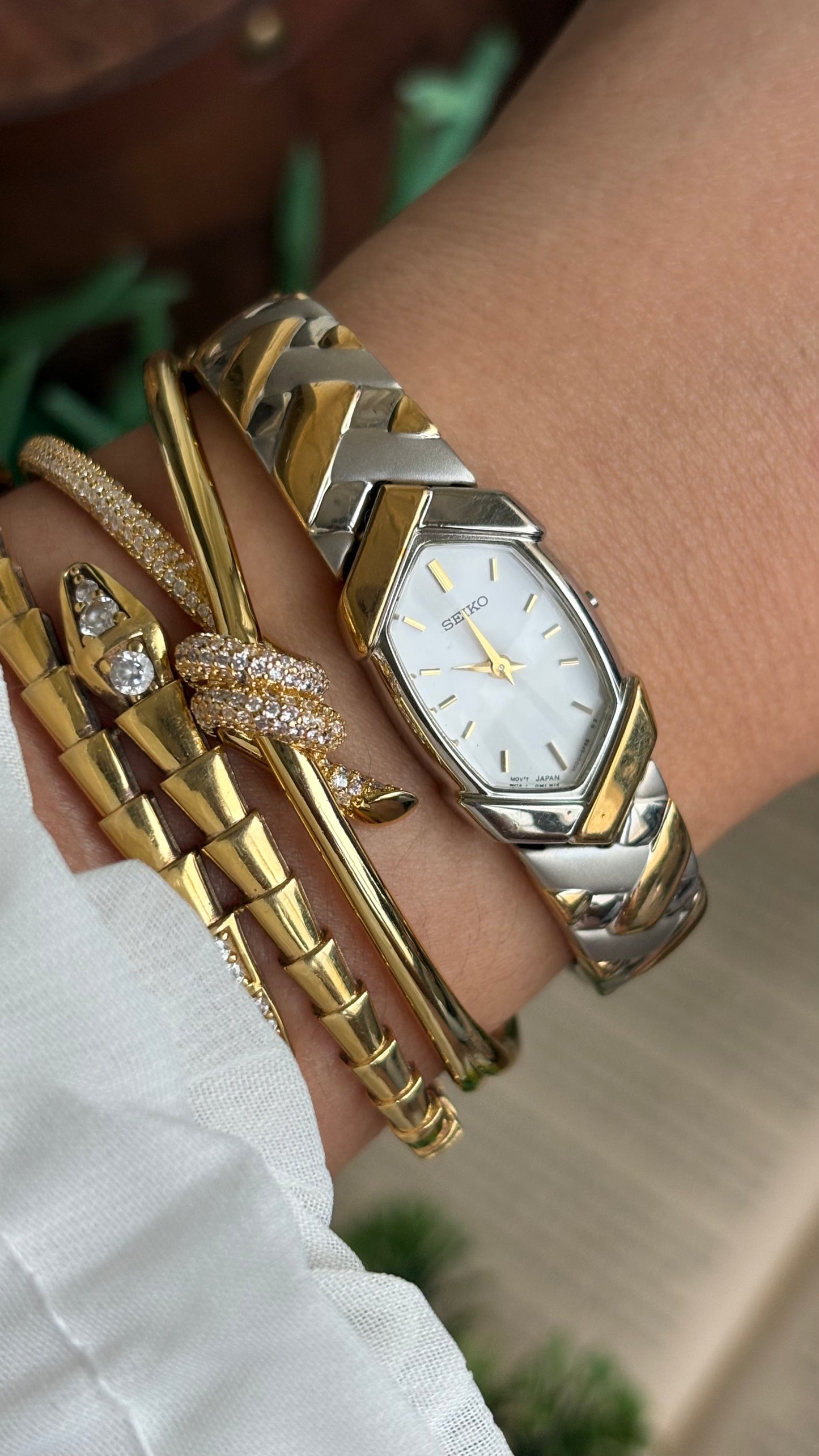 Extremely Rare Vintage Seiko Watch in Two-Tone Hexagon Dial