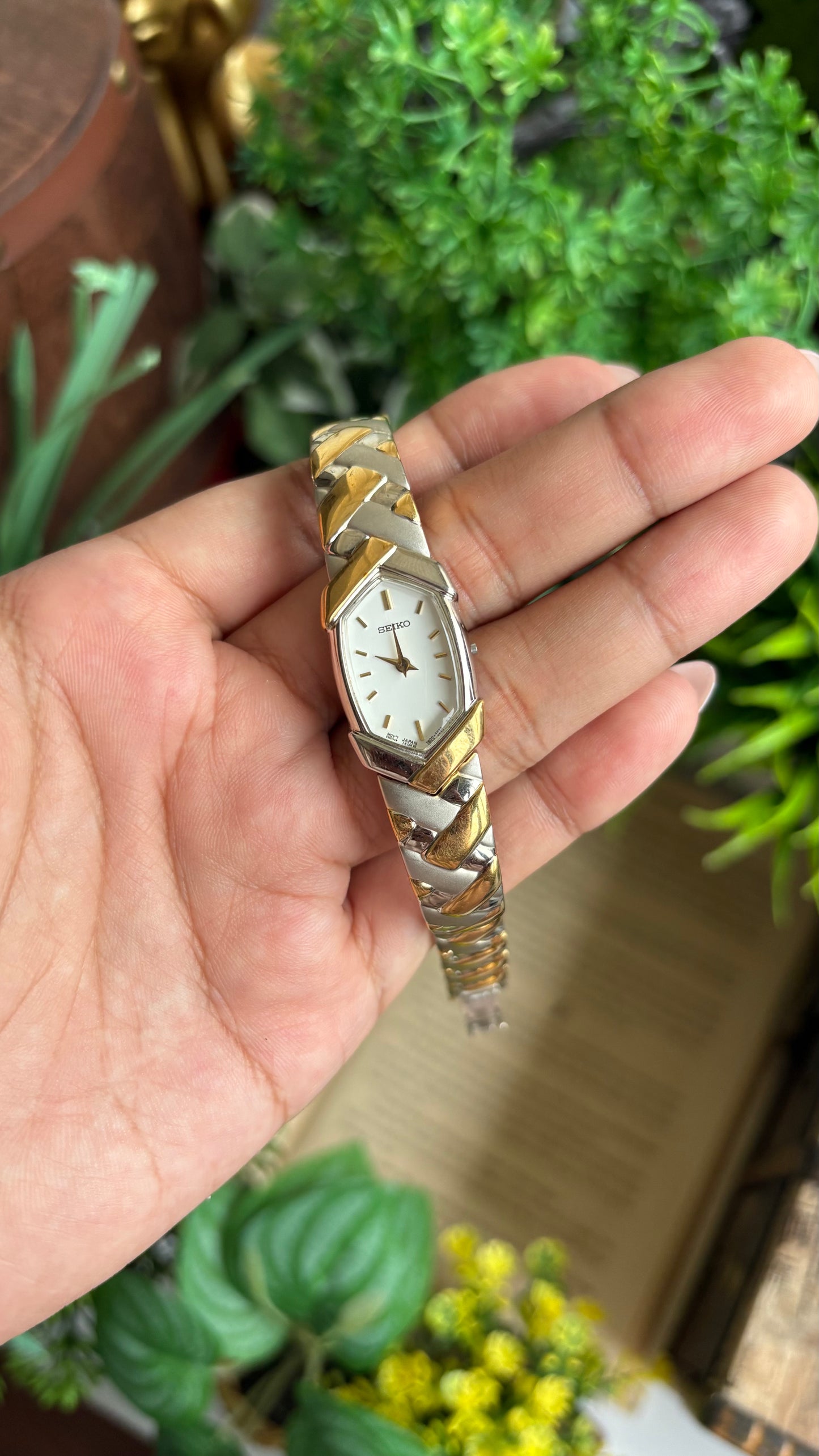 Extremely Rare Vintage Seiko Watch in Two-Tone Hexagon Dial