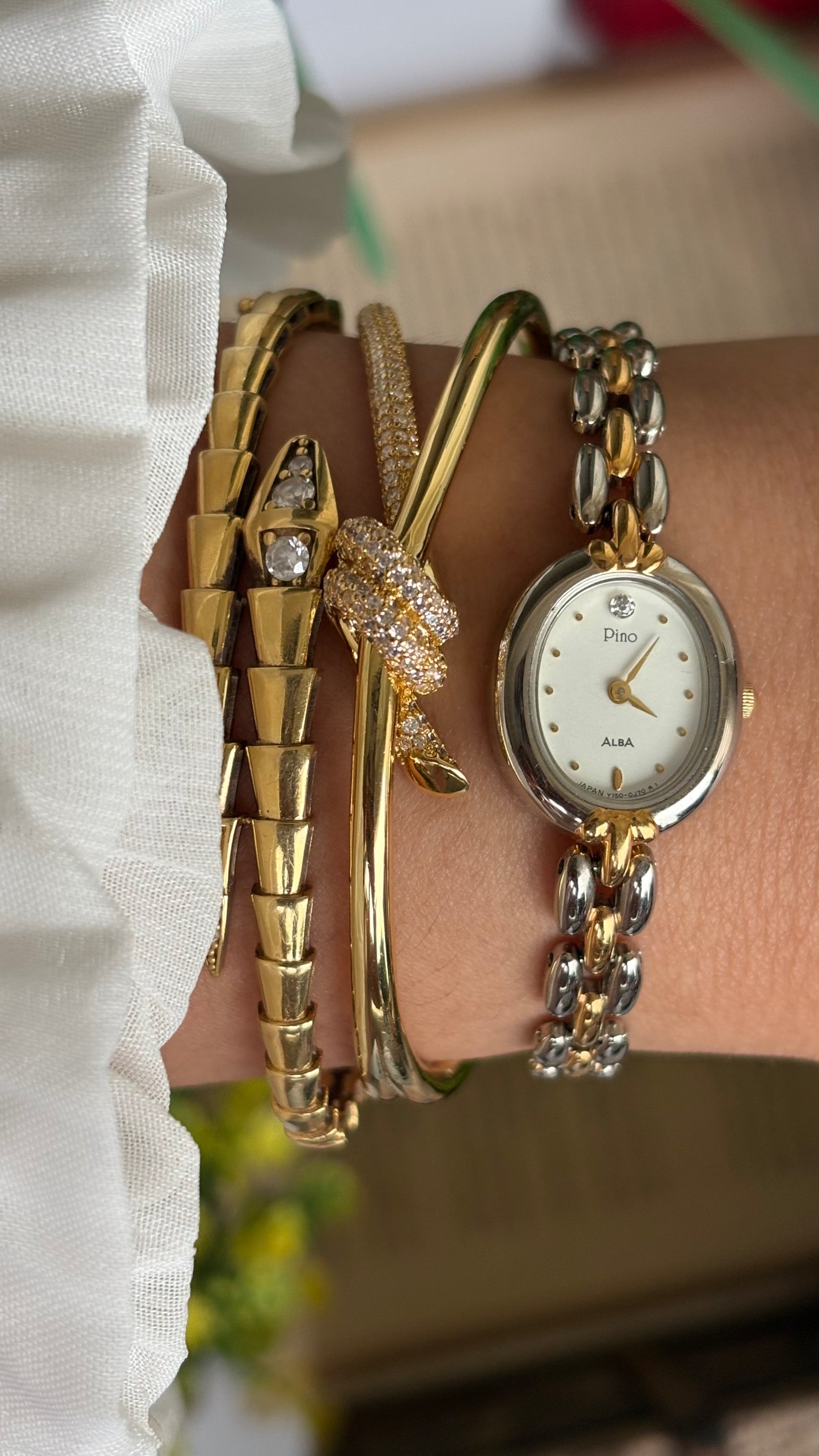 Vintage Pino Alba Seiko Watch in Two-Tone Oval Dial