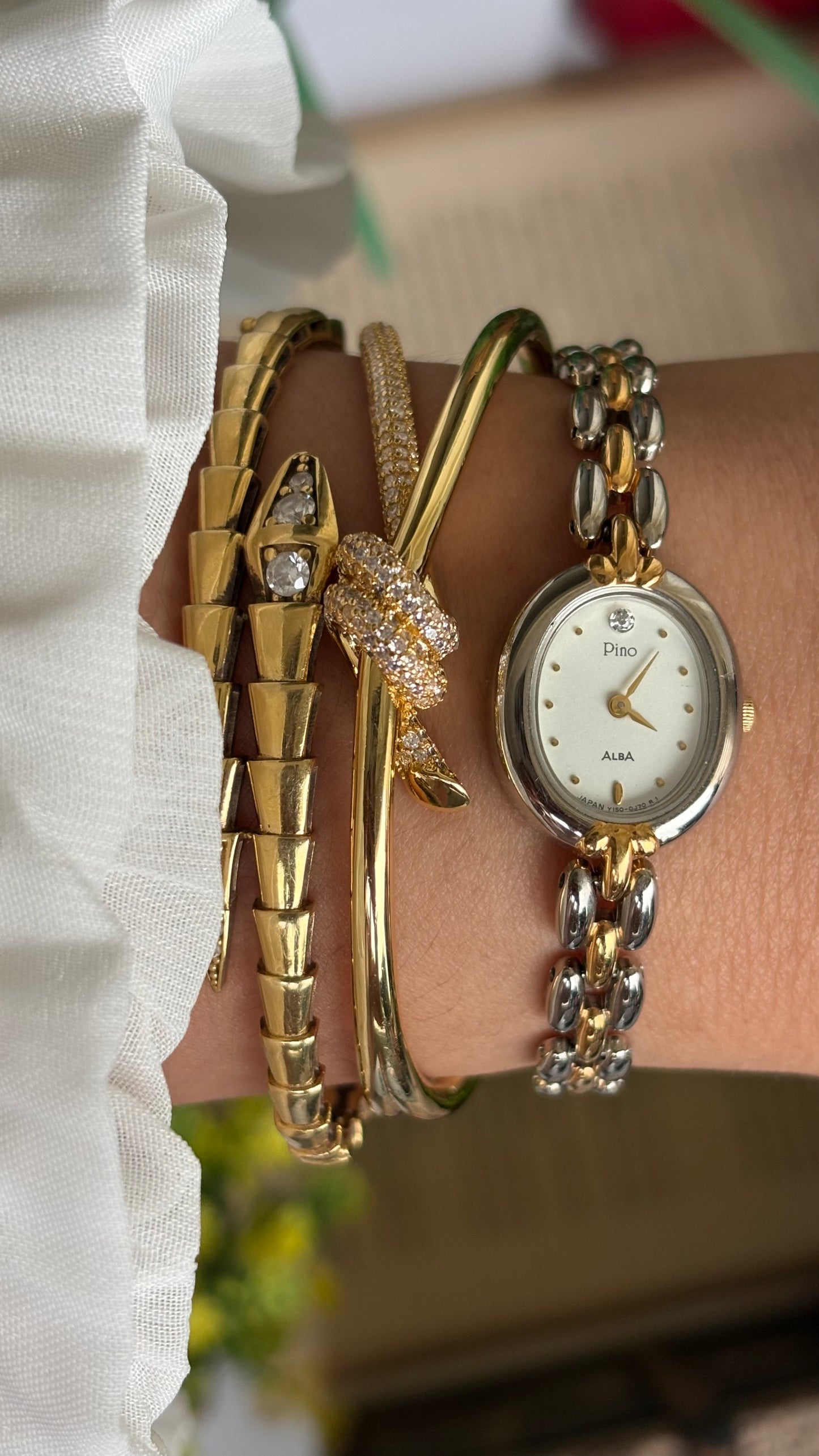Vintage Pino Alba Seiko Watch in Two-Tone Oval Dial
