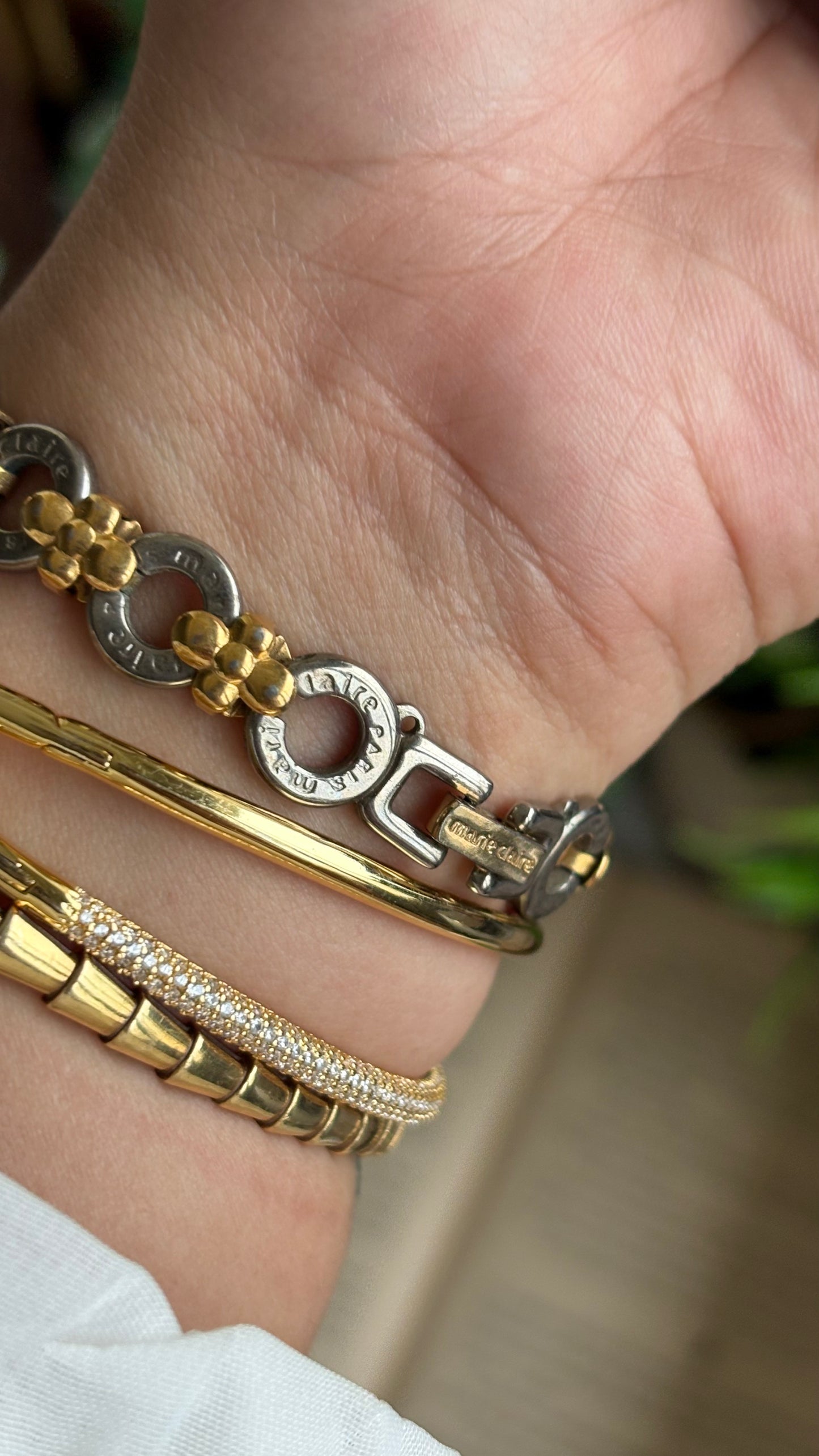Vintage Marie Claire Flower Straps Watch in Two-Tone Pearl Dial
