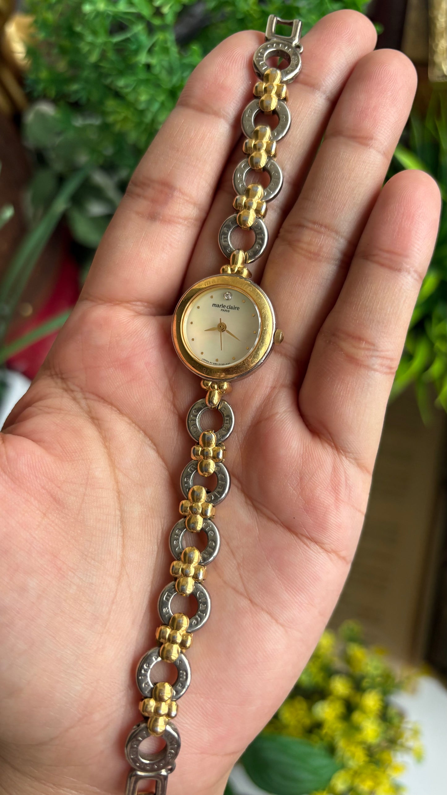 Vintage Marie Claire Flower Straps Watch in Two-Tone Pearl Dial