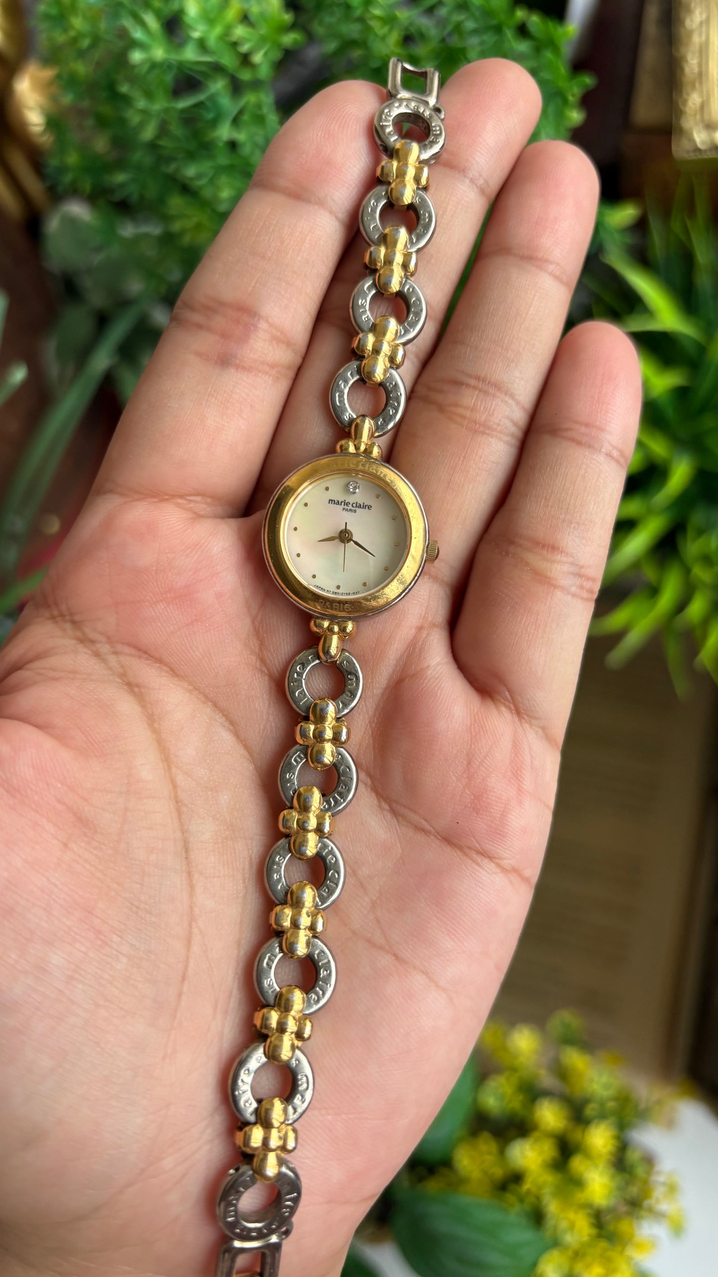 Vintage Marie Claire Flower Straps Watch in Two-Tone Pearl Dial
