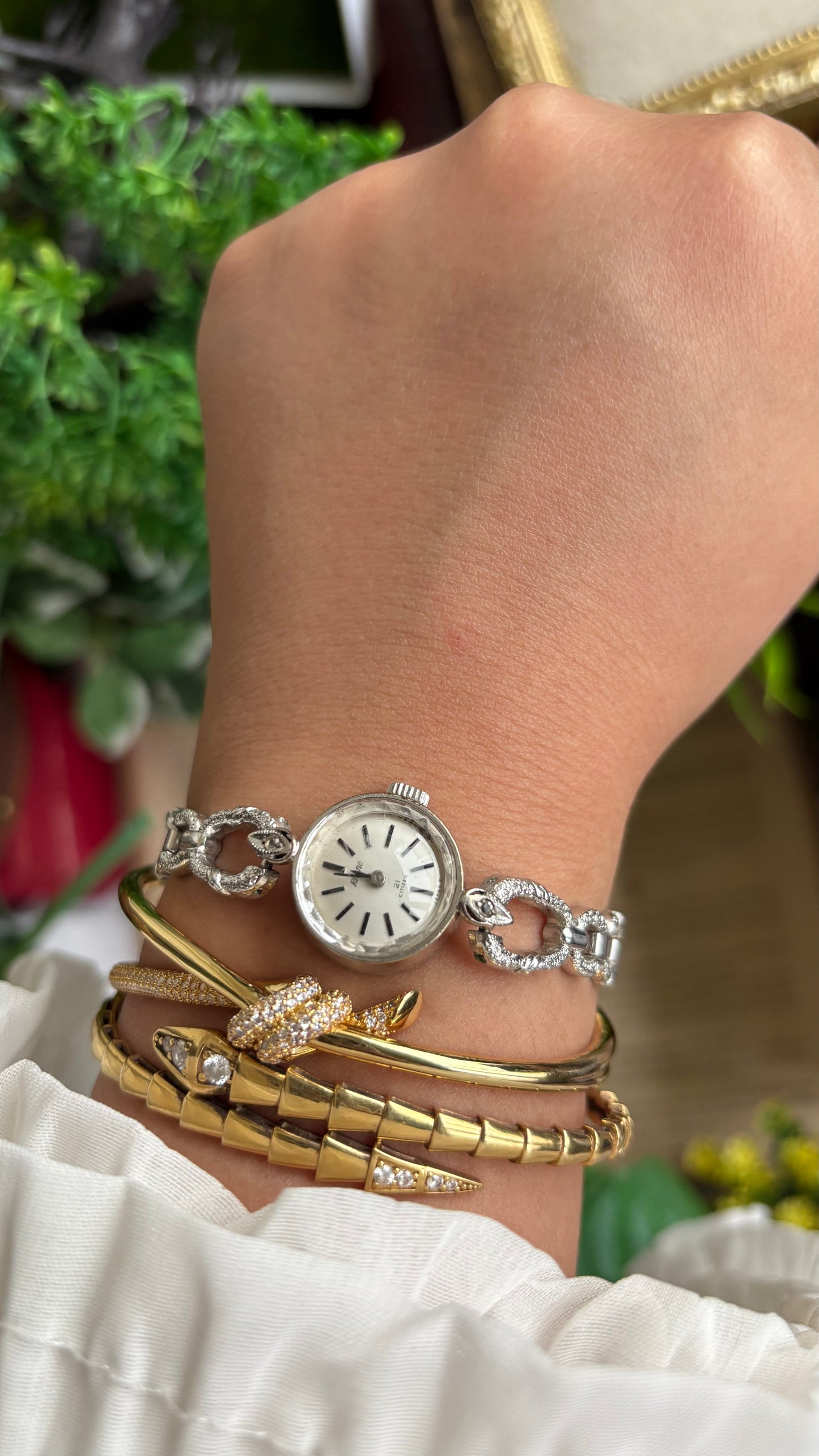Vintage Rhone Citizen Bracelet Watch in Silver Tone Manual Winding