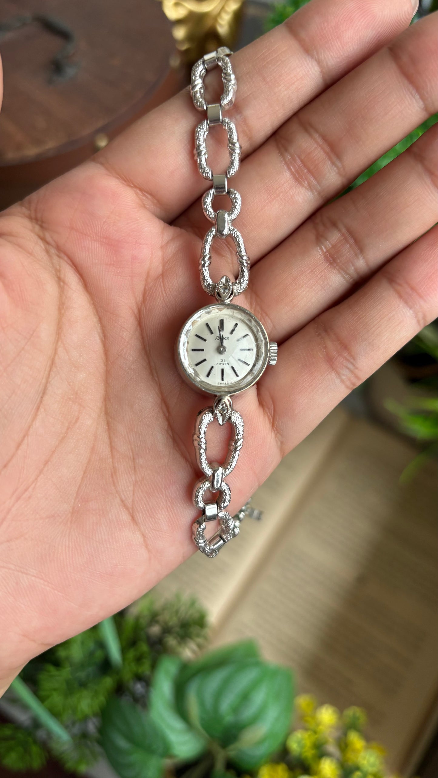 Vintage Rhone Citizen Bracelet Watch in Silver Tone Manual Winding