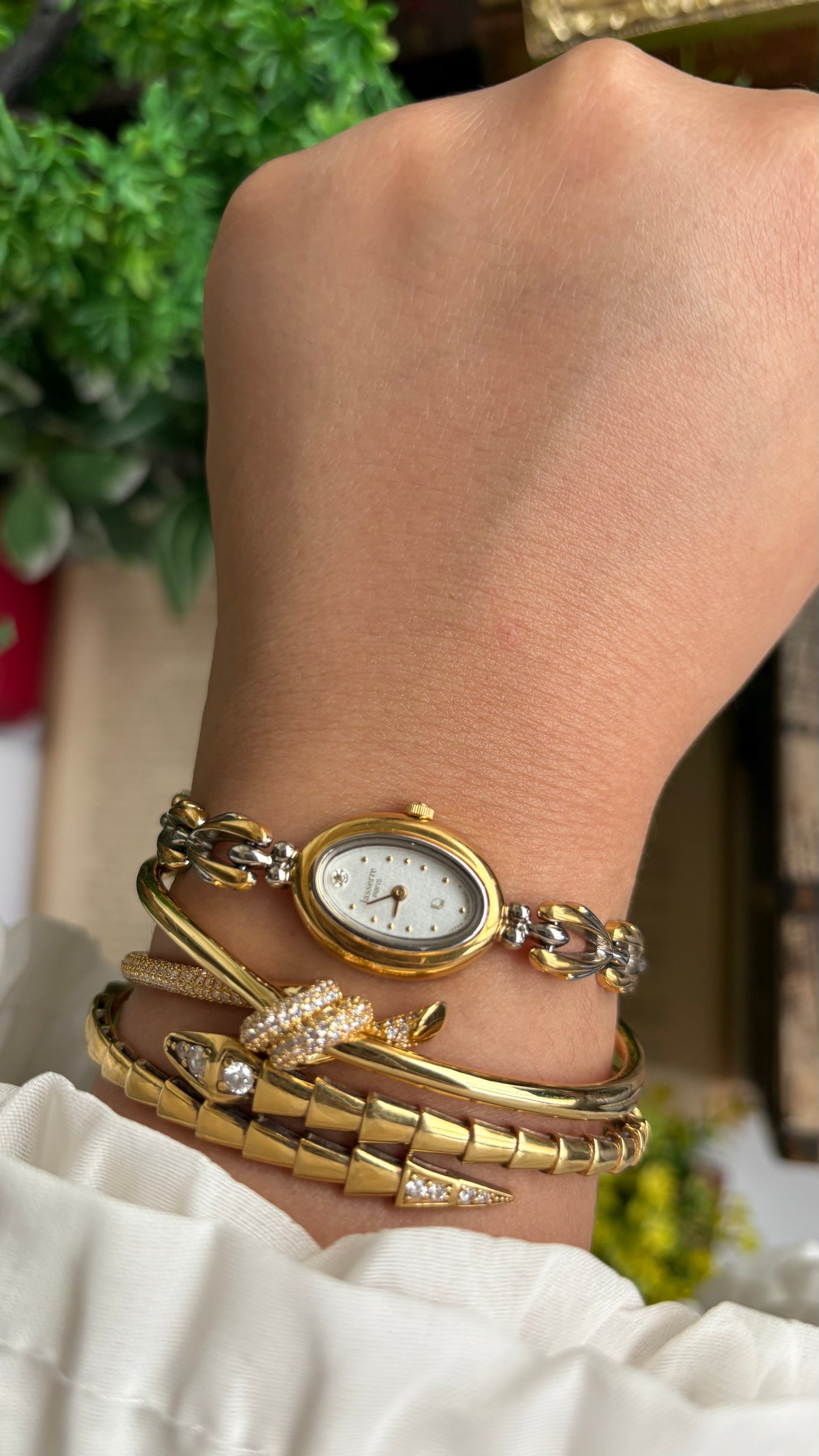 Vintage Lasserre Paris Watch in Two-Tone