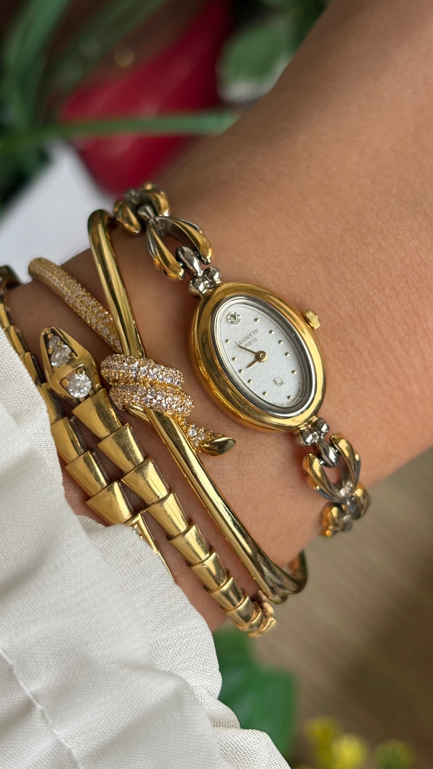Vintage Lasserre Paris Watch in Two-Tone