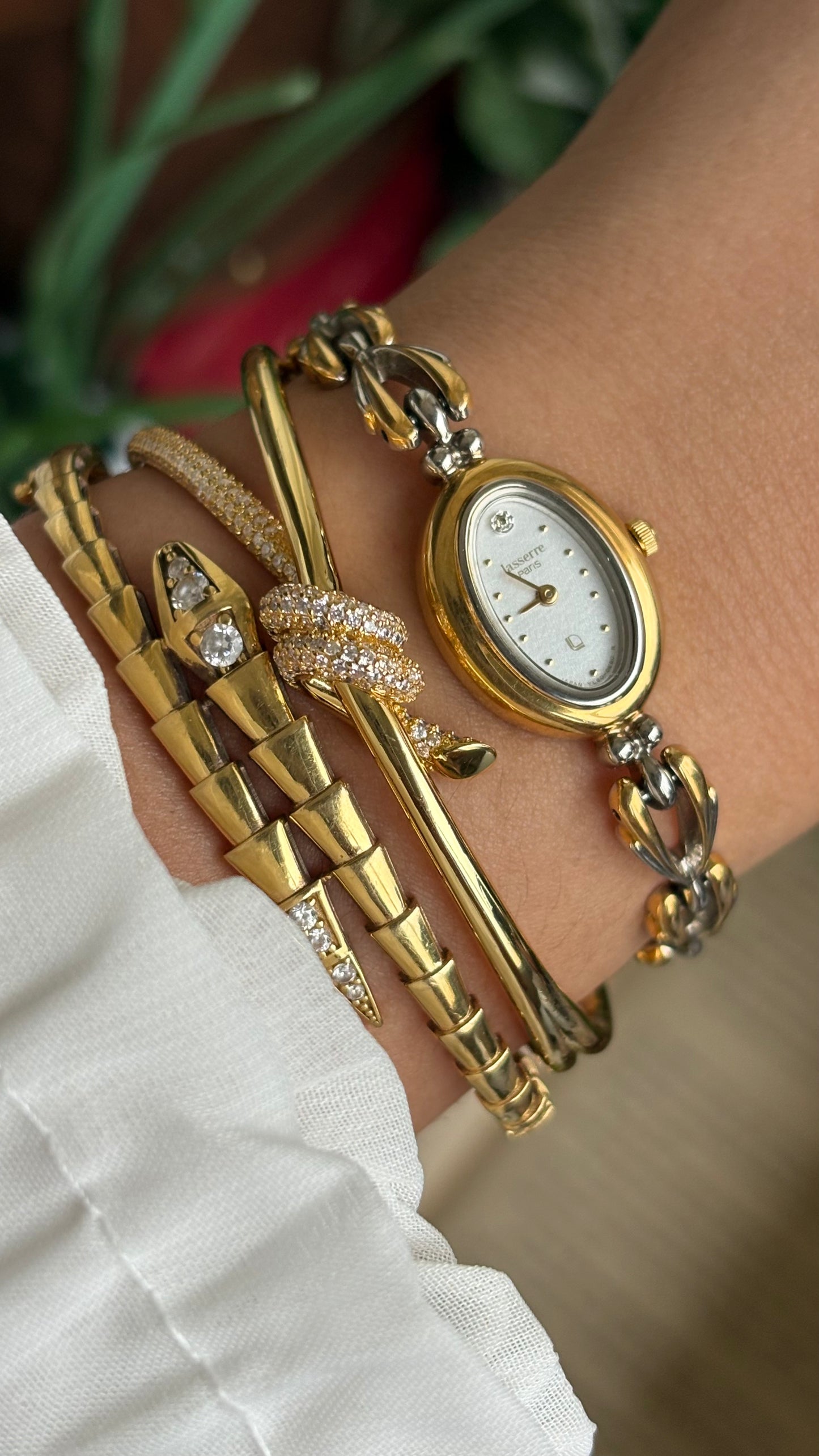 Vintage Lasserre Paris Watch in Two-Tone