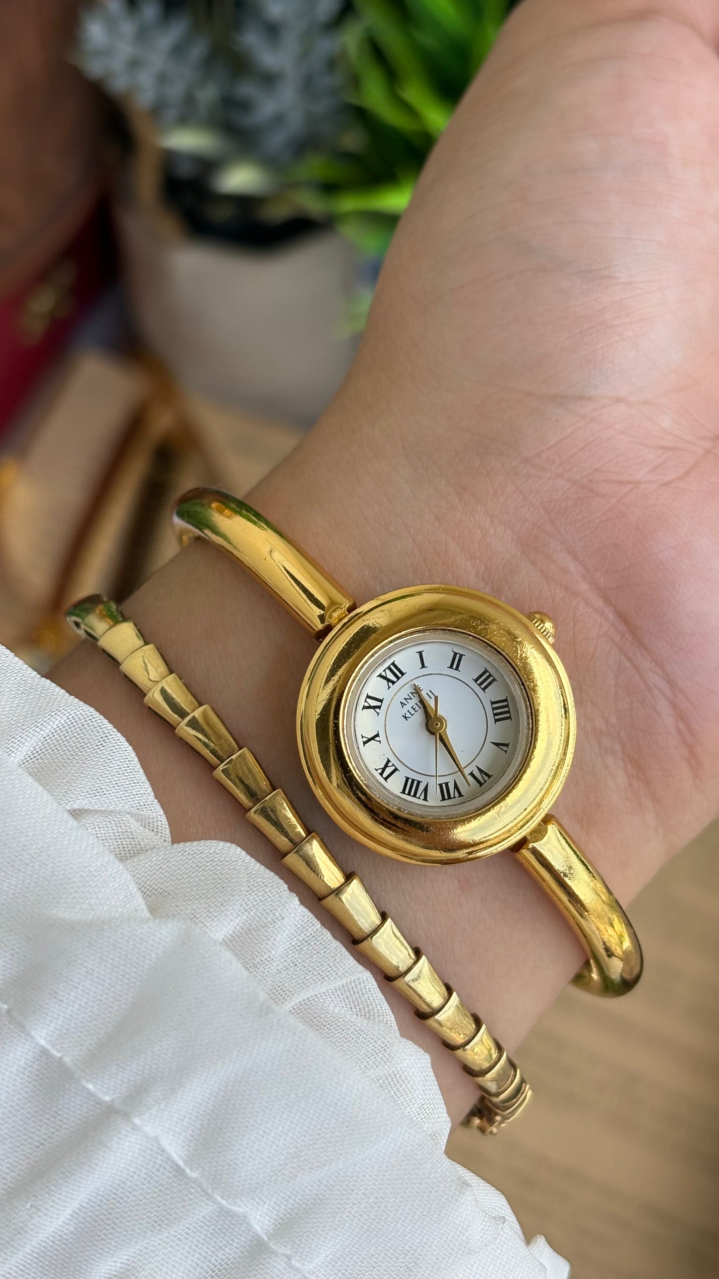 Extremely Rare Vintage Anne Klein II Watch in Gold Tone Roman Dial