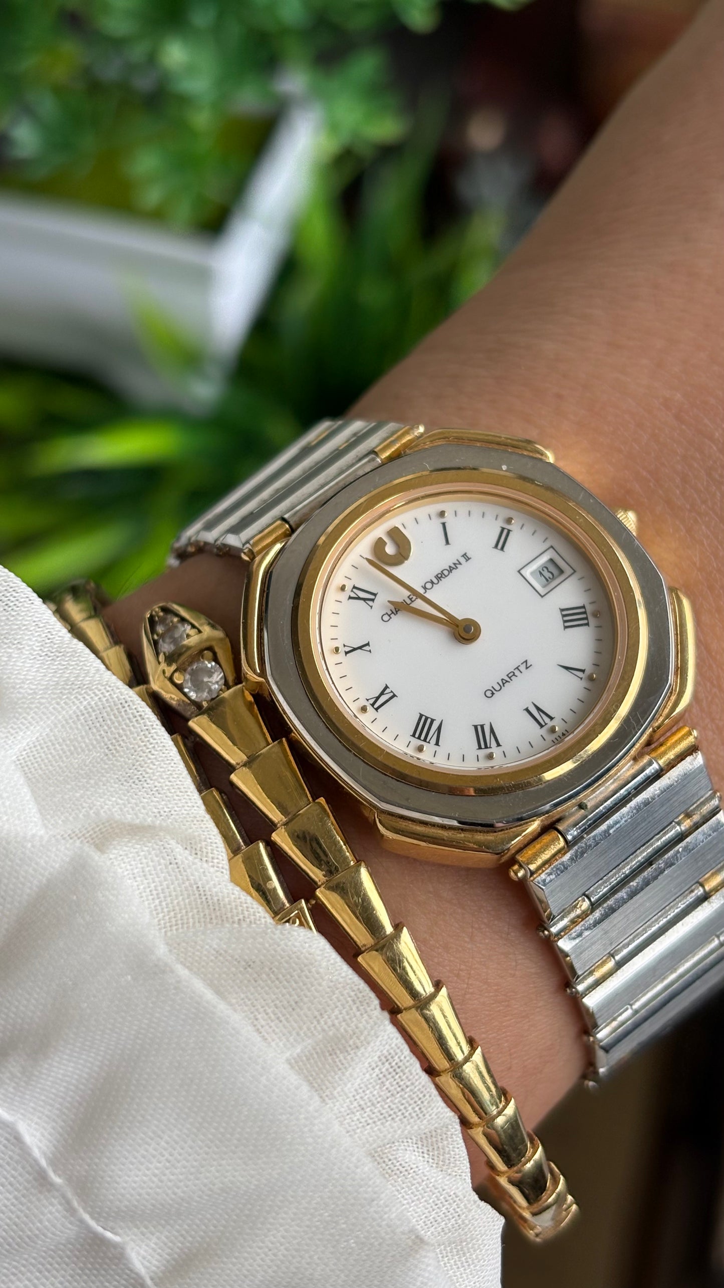 Vintage Charles Jourdan Watch in Two-Tone Roman Dial with Date Window