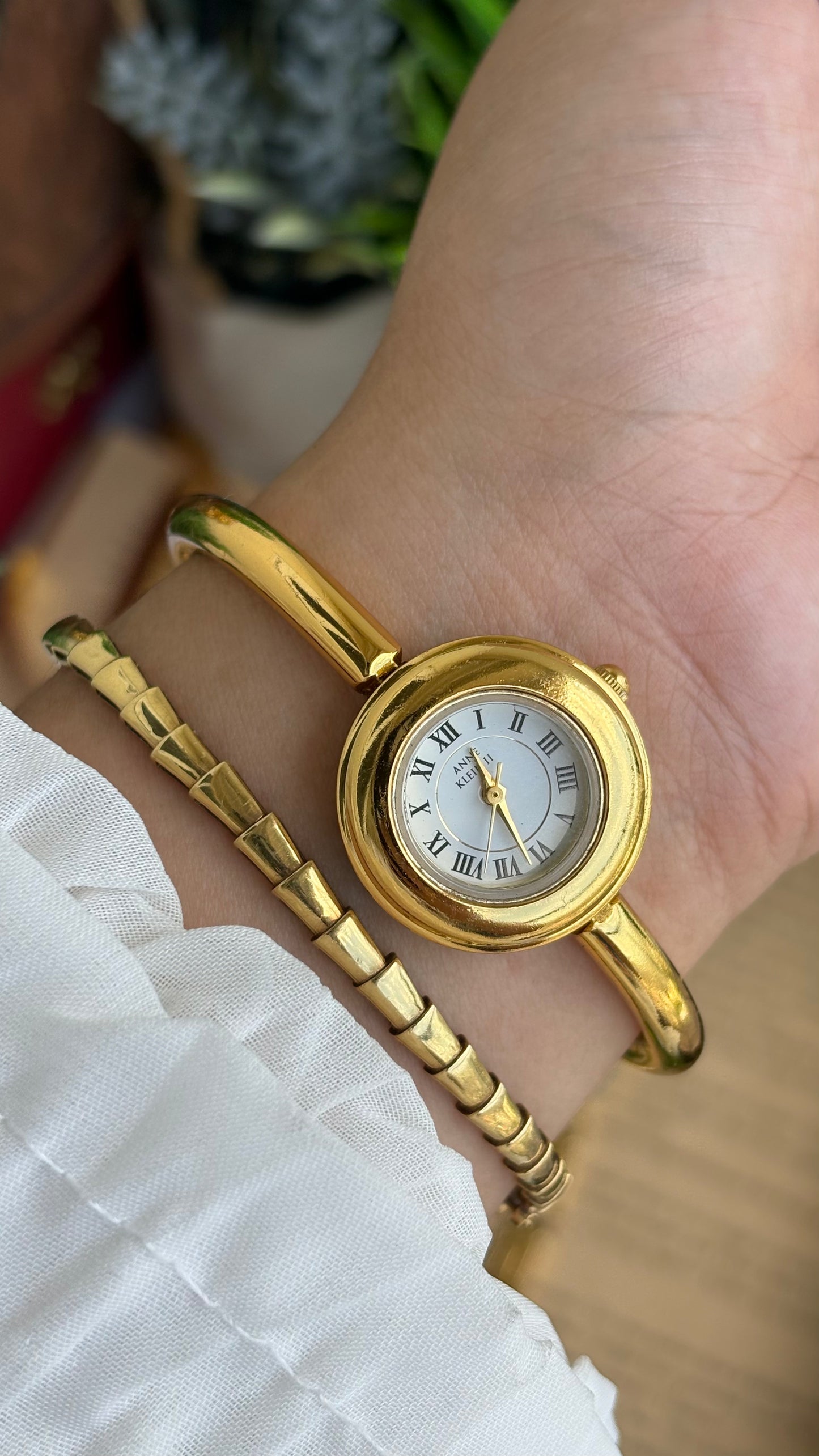 Extremely Rare Vintage Anne Klein II Watch in Gold Tone Roman Dial