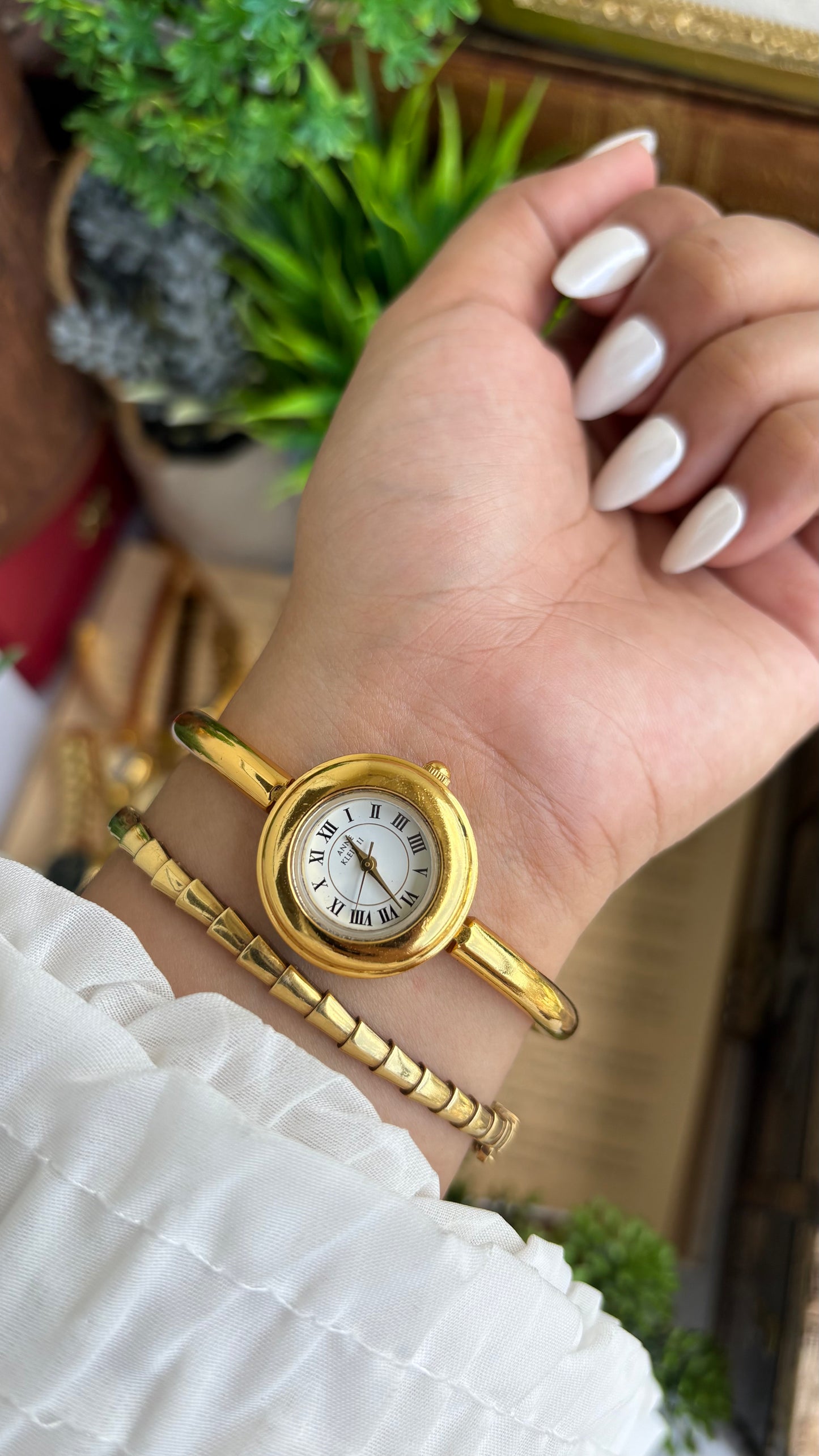 Extremely Rare Vintage Anne Klein II Watch in Gold Tone Roman Dial