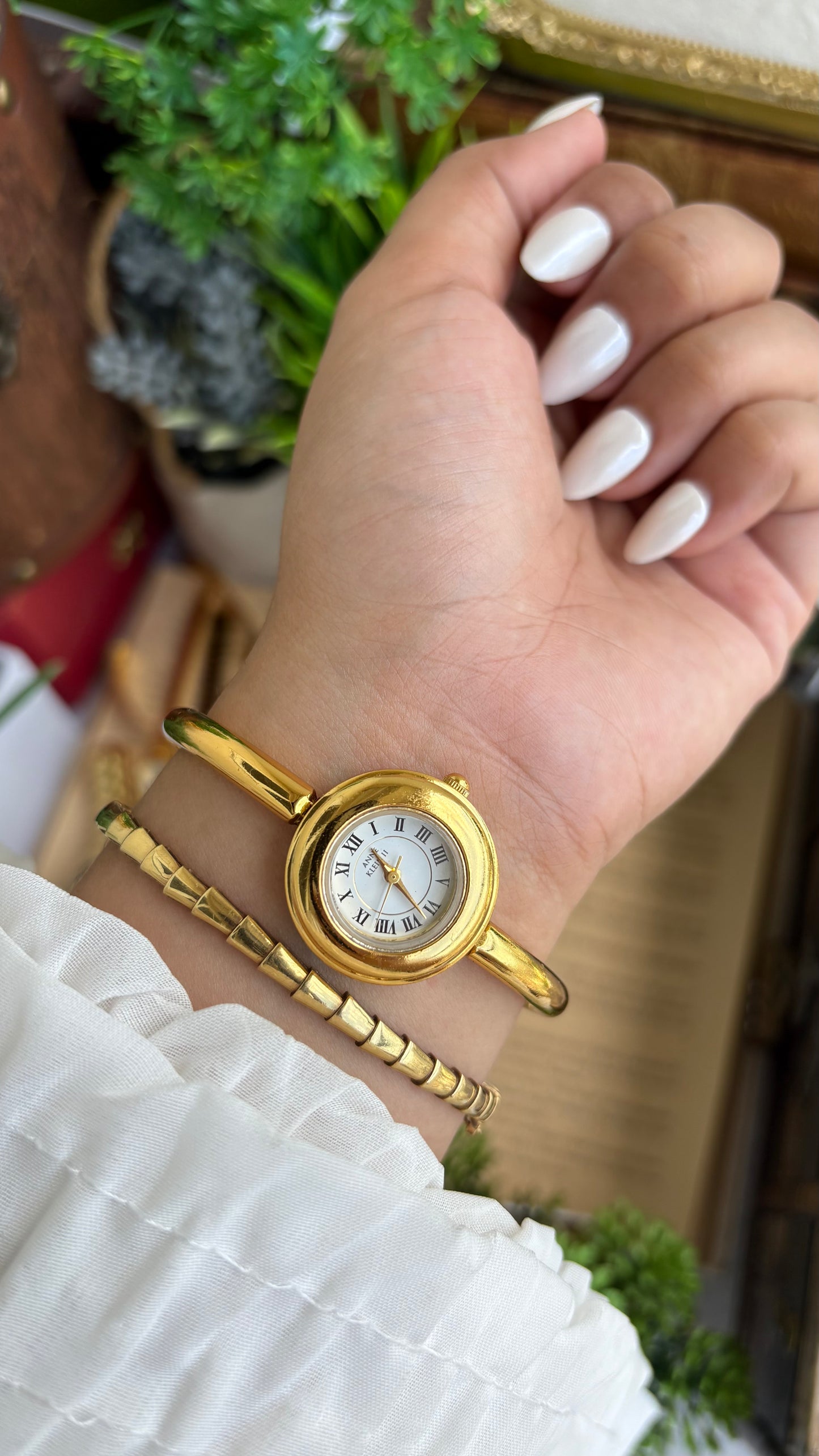 Extremely Rare Vintage Anne Klein II Watch in Gold Tone Roman Dial