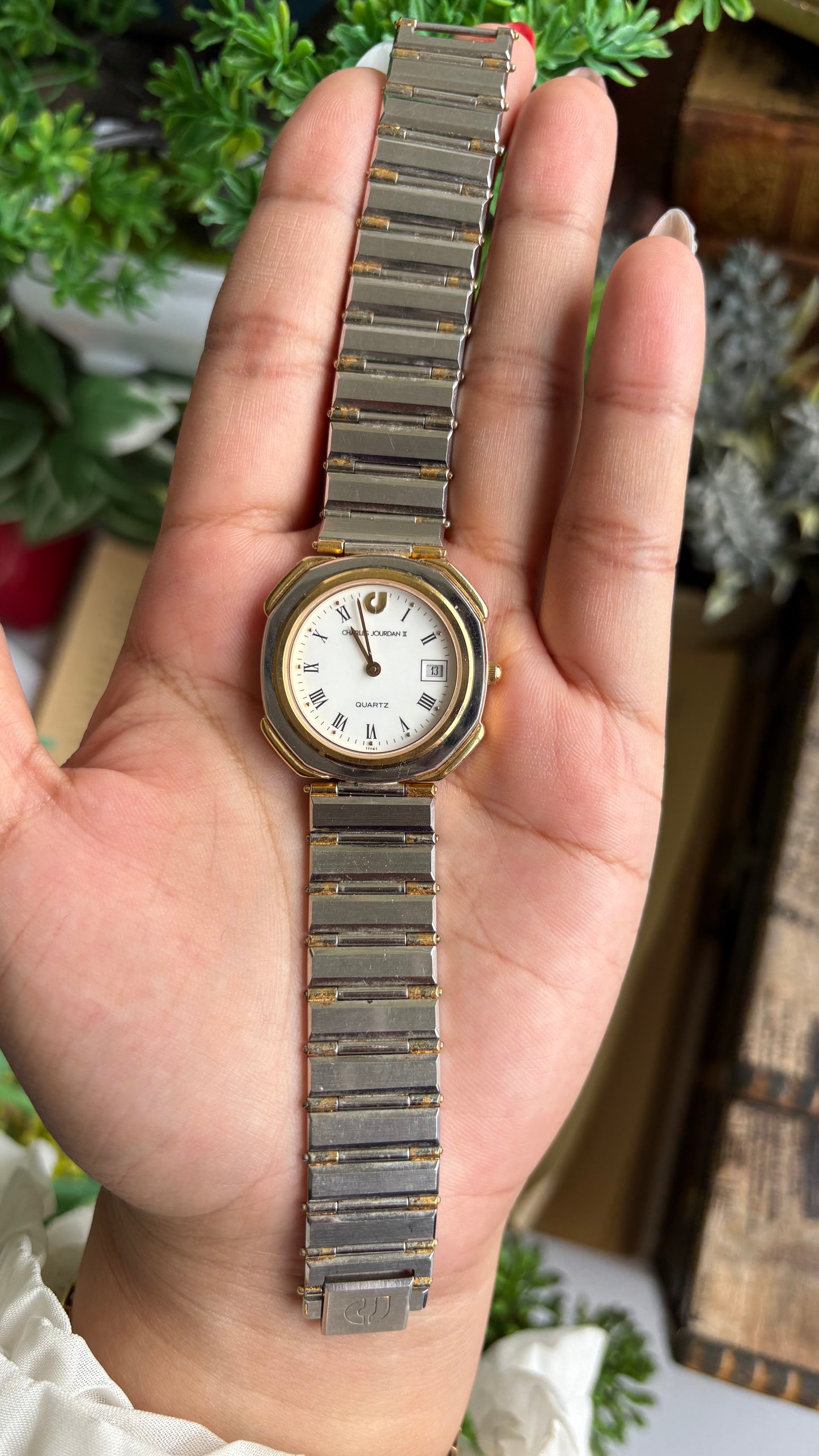 Vintage Charles Jourdan Watch in Two-Tone Roman Dial with Date Window