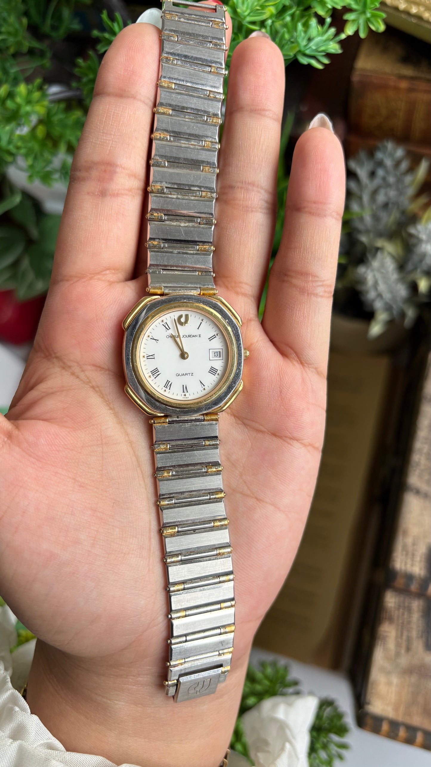 Vintage Charles Jourdan Watch in Two-Tone Roman Dial with Date Window