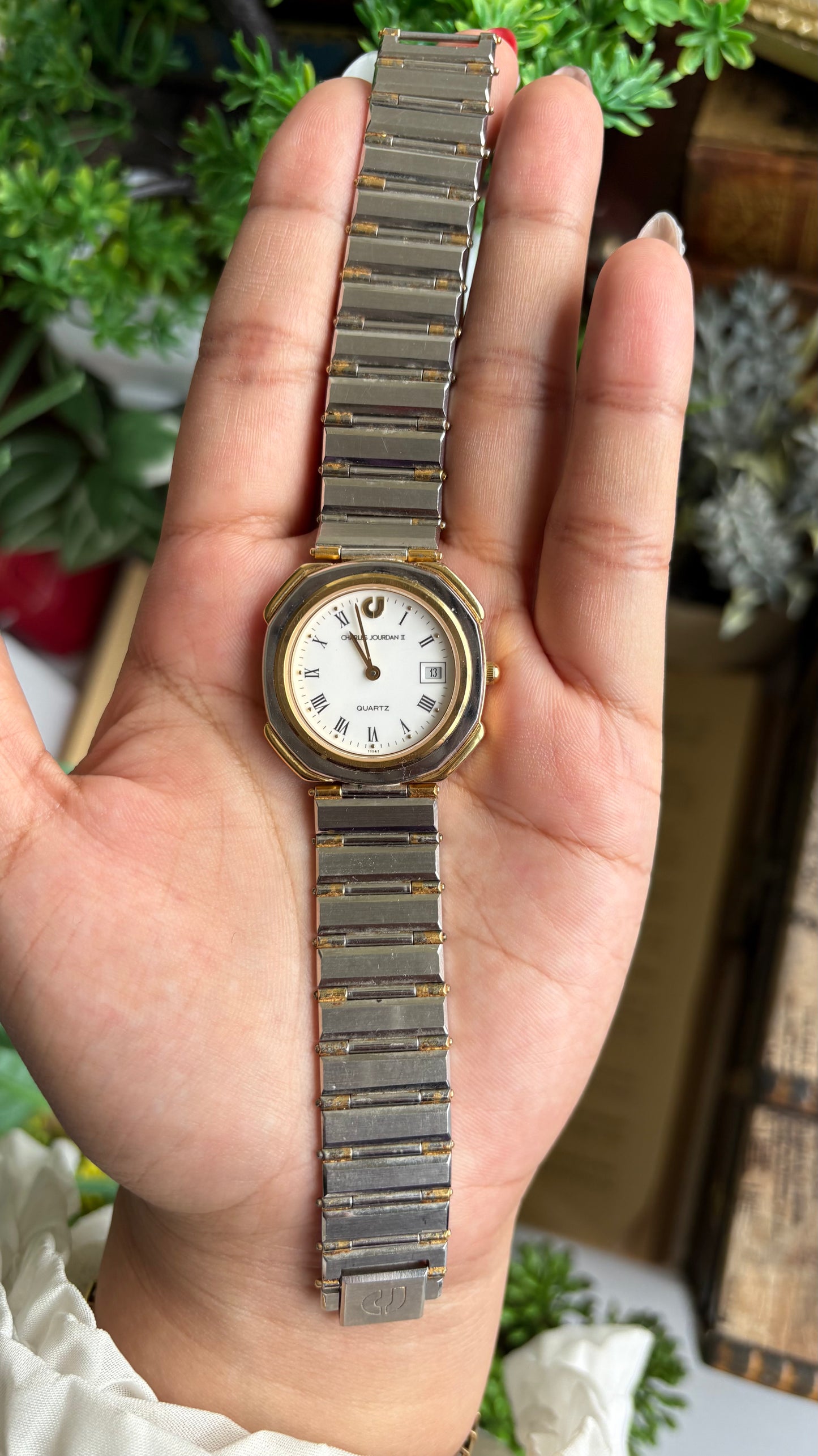 Vintage Charles Jourdan Watch in Two-Tone Roman Dial with Date Window