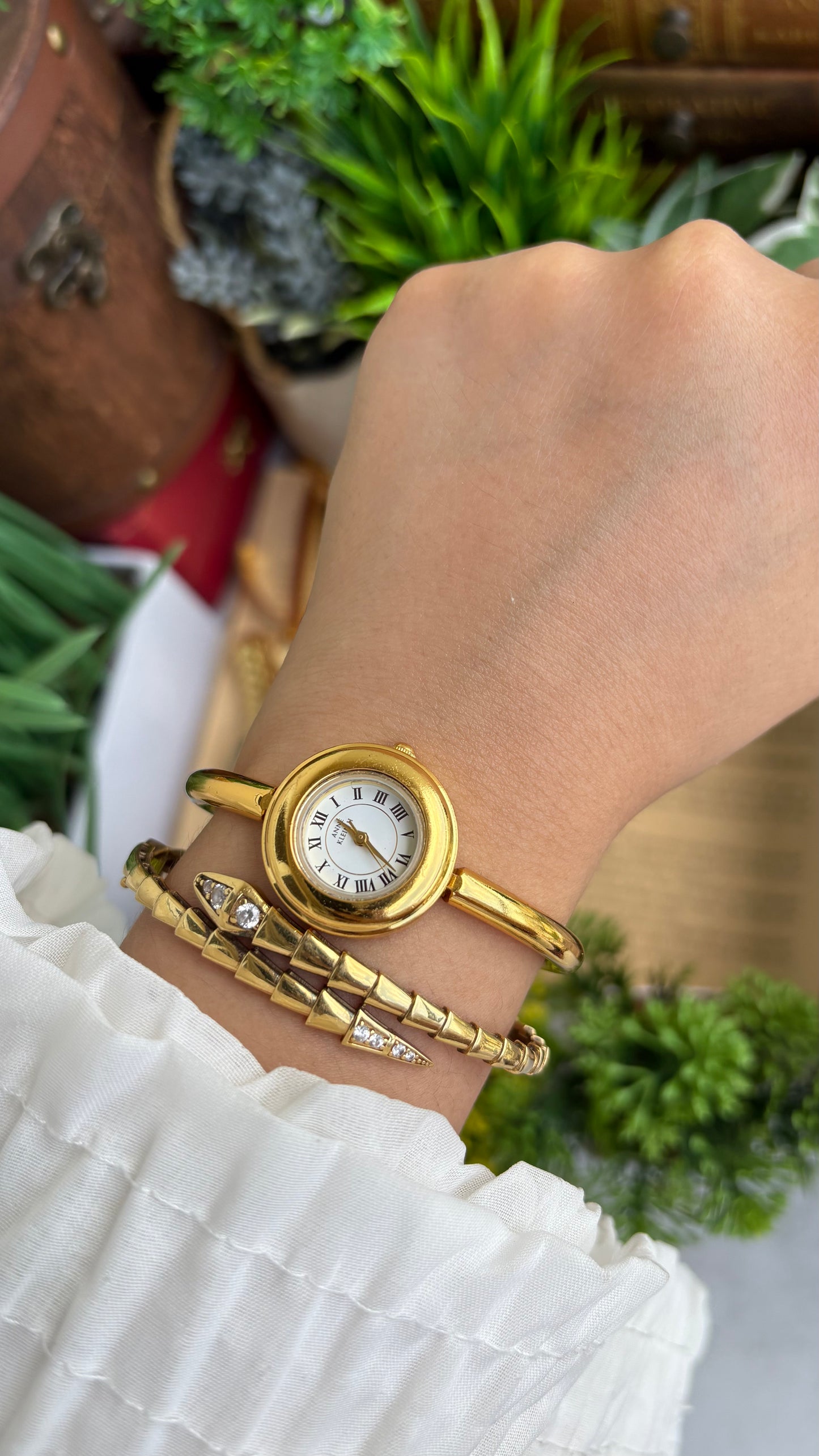 Extremely Rare Vintage Anne Klein II Watch in Gold Tone Roman Dial