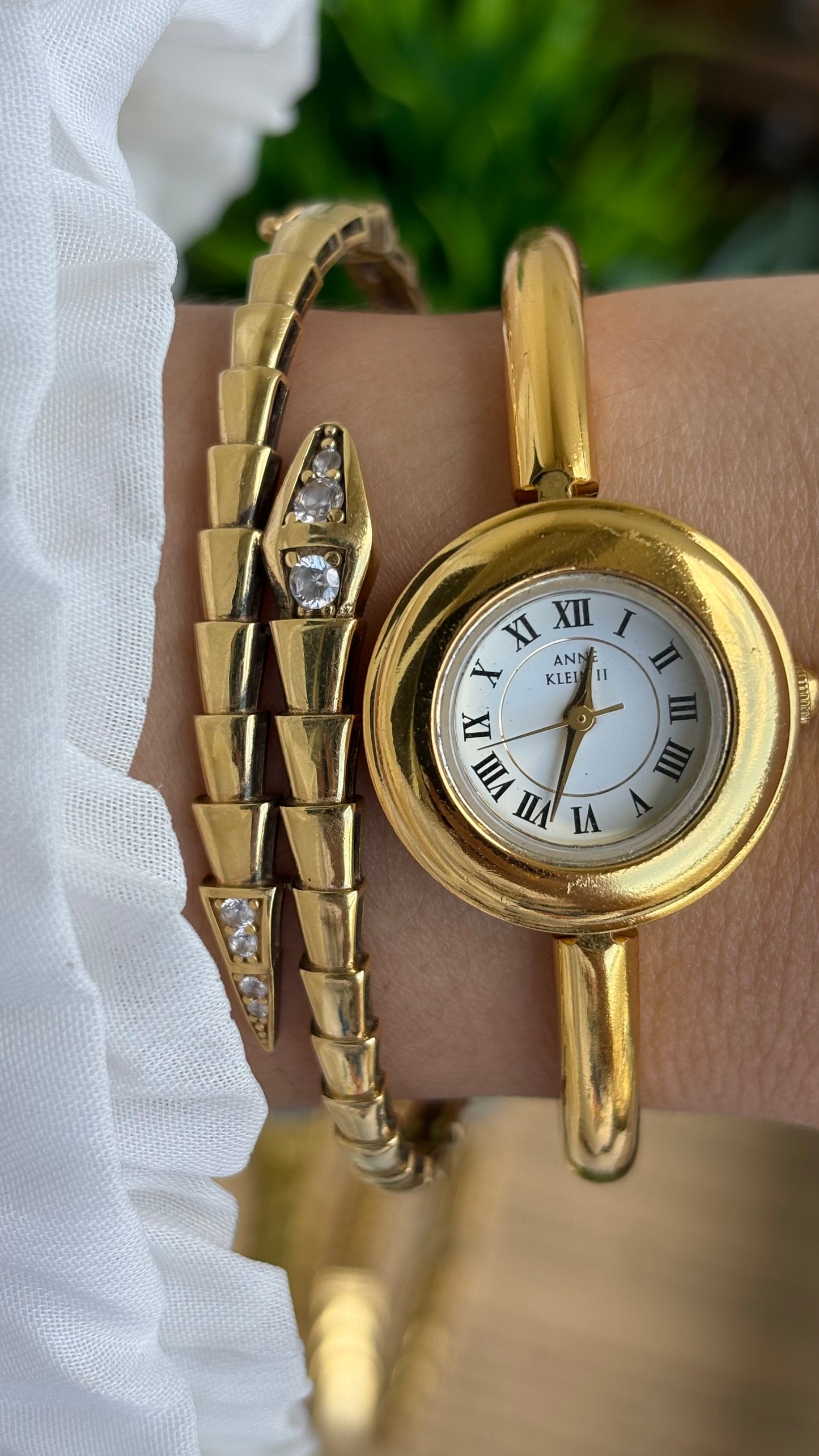 Extremely Rare Vintage Anne Klein II Watch in Gold Tone Roman Dial