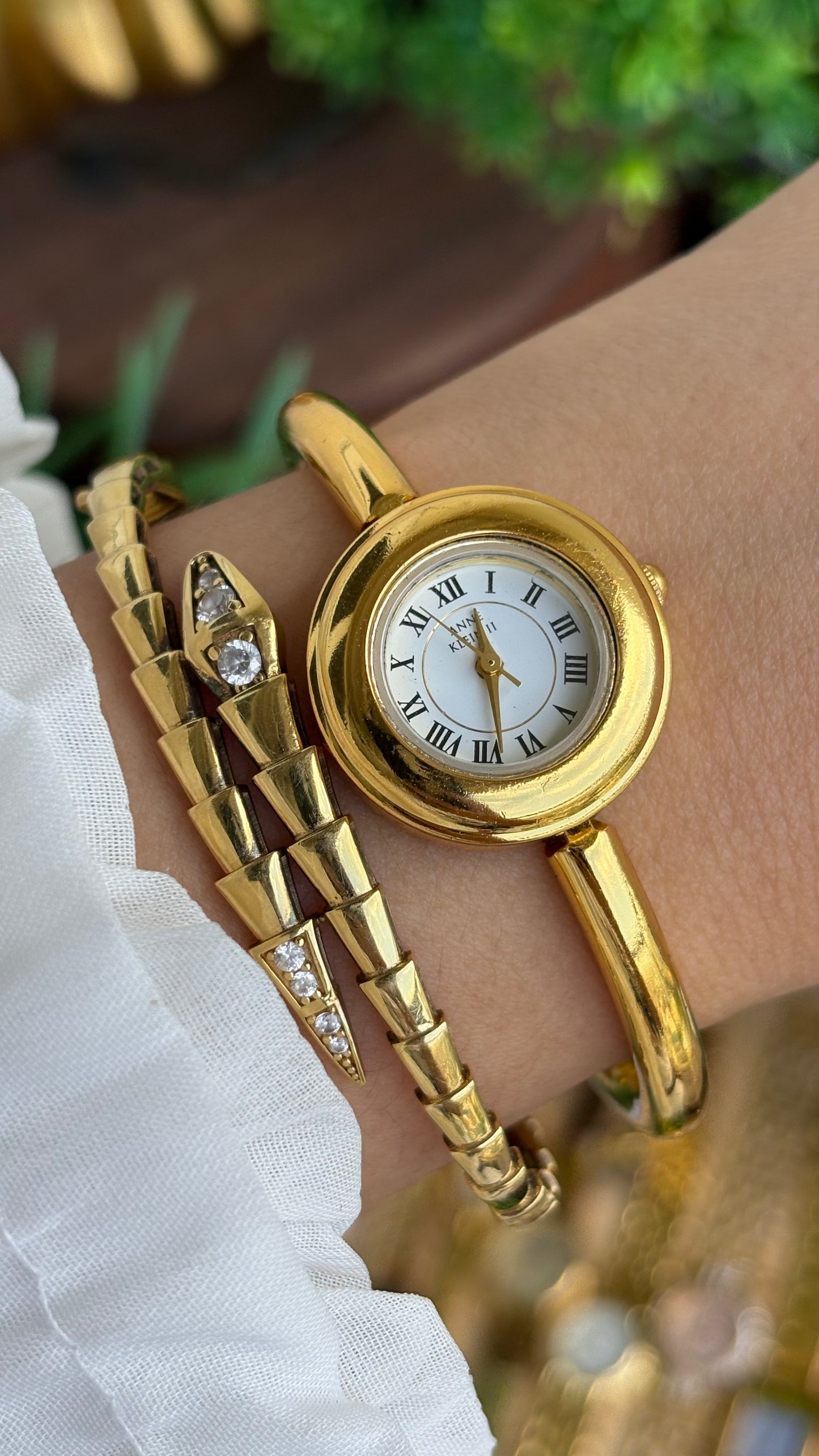 Extremely Rare Vintage Anne Klein II Watch in Gold Tone Roman Dial