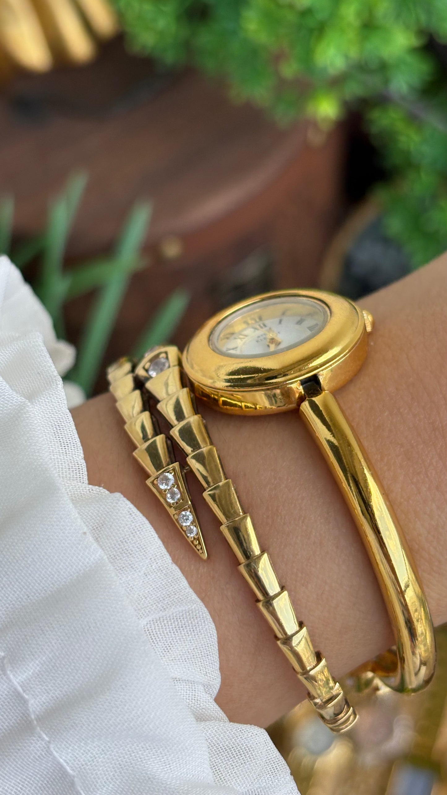 Extremely Rare Vintage Anne Klein II Watch in Gold Tone Roman Dial