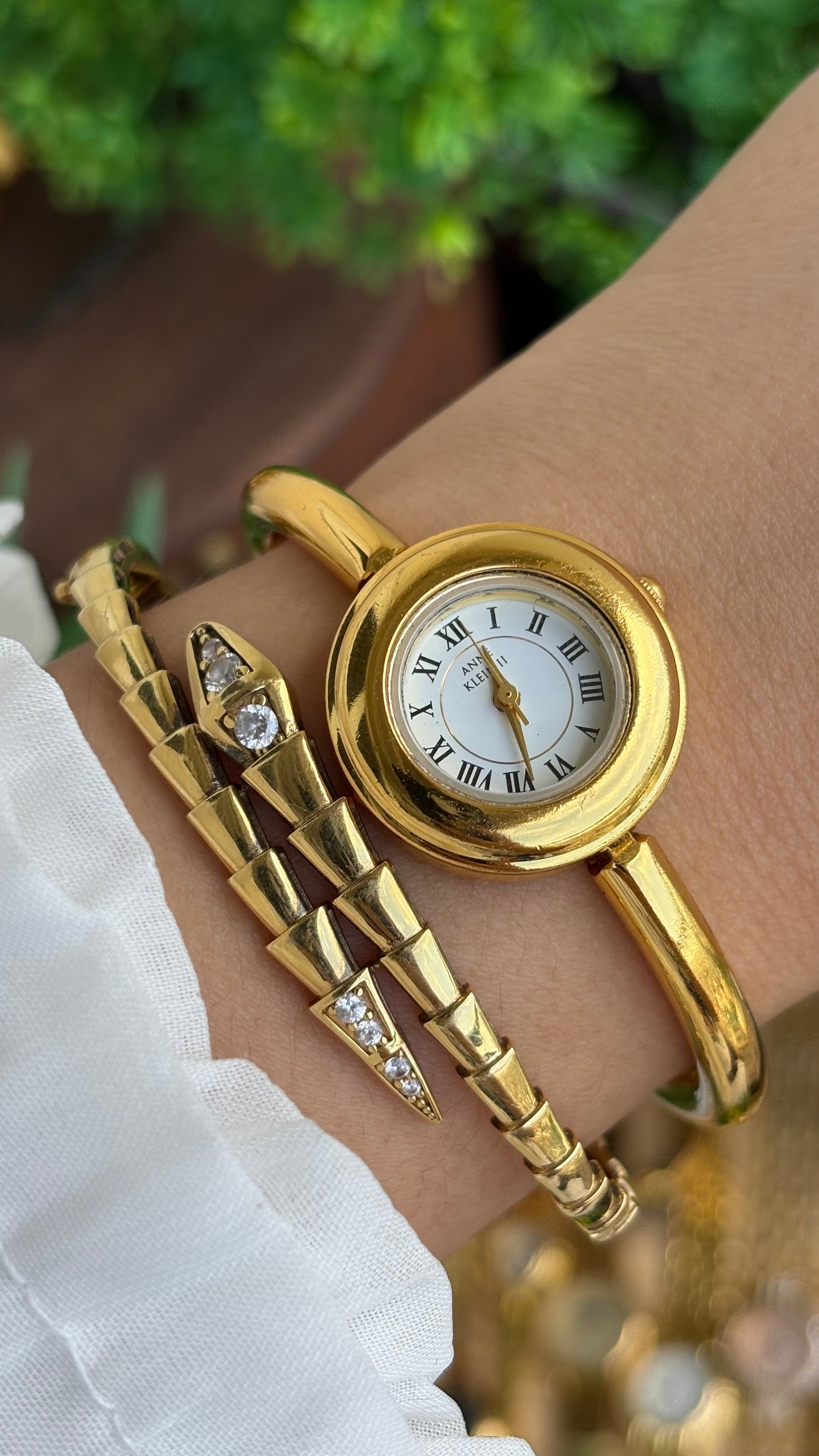 Extremely Rare Vintage Anne Klein II Watch in Gold Tone Roman Dial