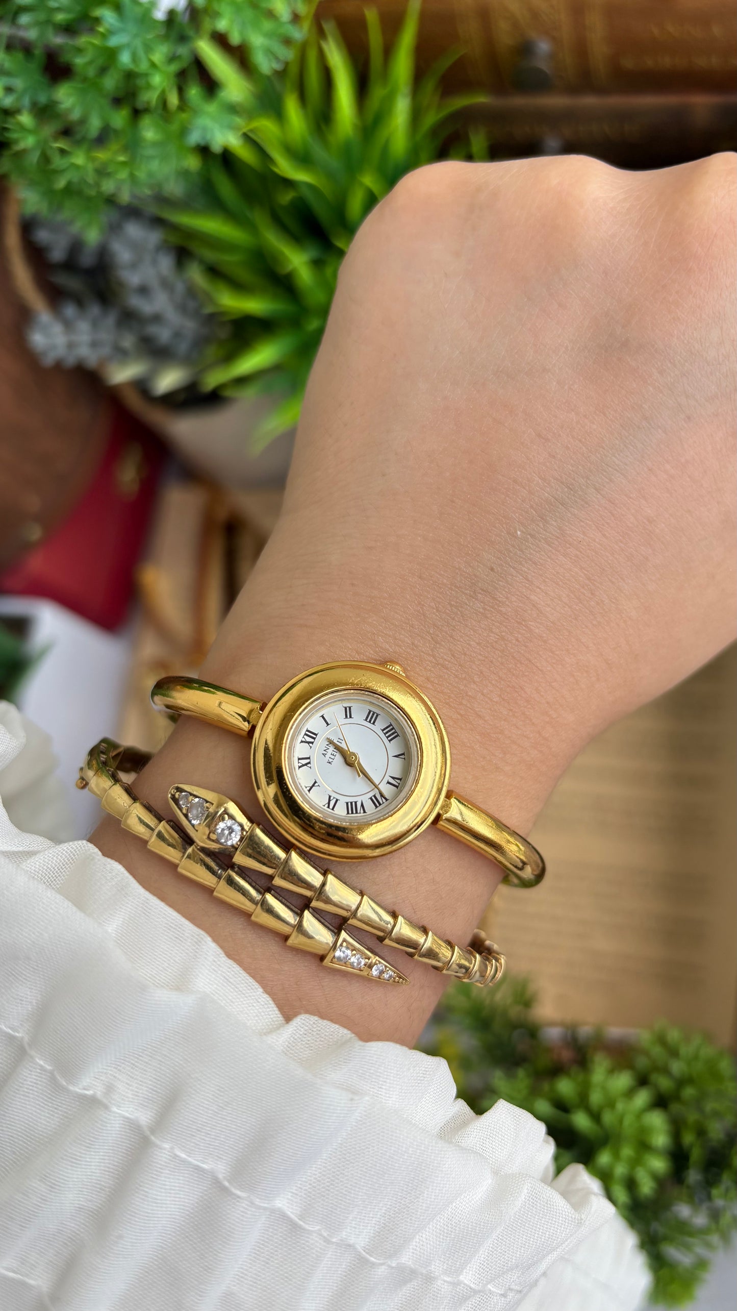 Extremely Rare Vintage Anne Klein II Watch in Gold Tone Roman Dial