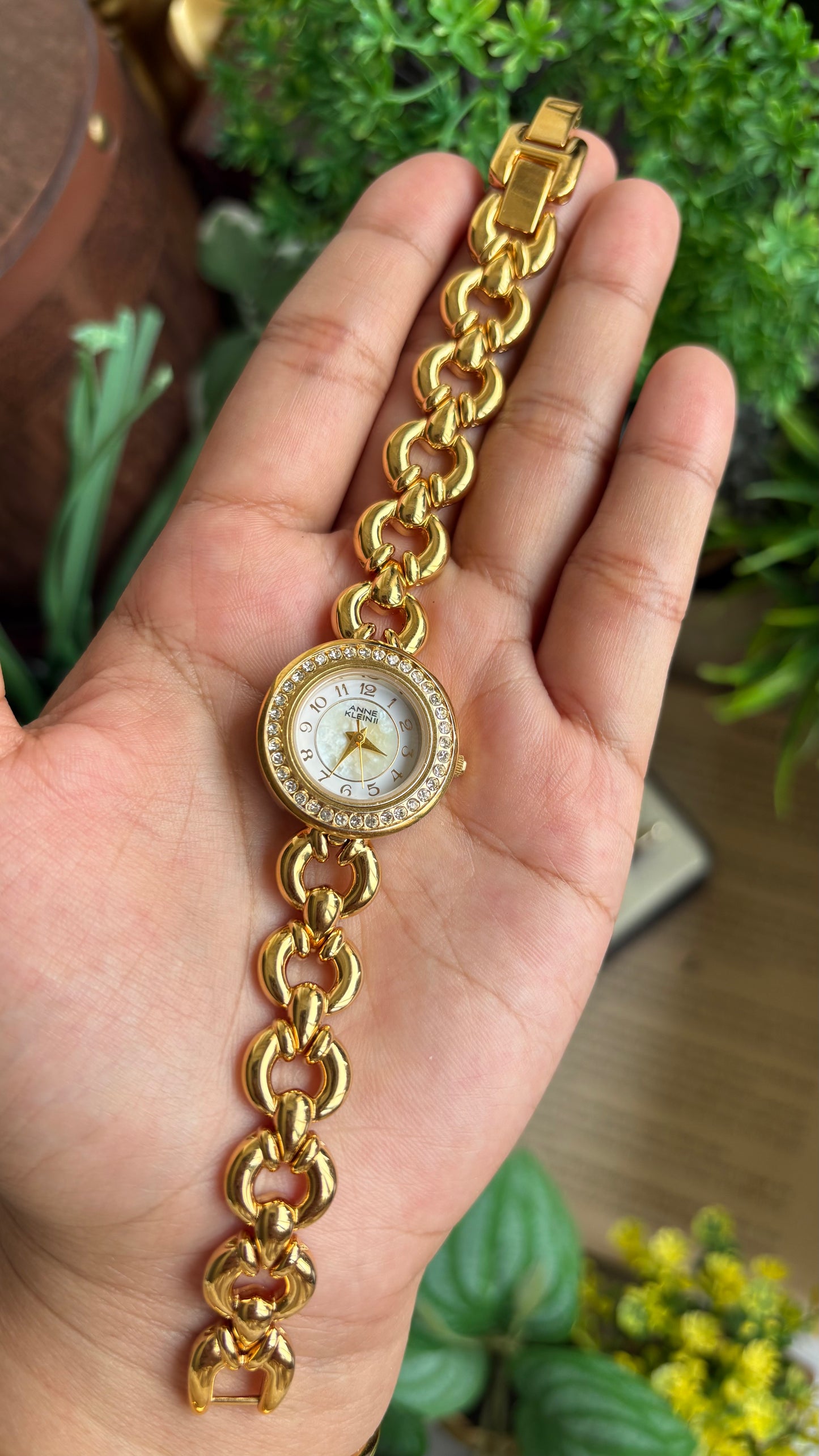 Vintage Anne Klein II Interchangeable Bezel Set Watch in Gold Tone and Two Leather Straps
