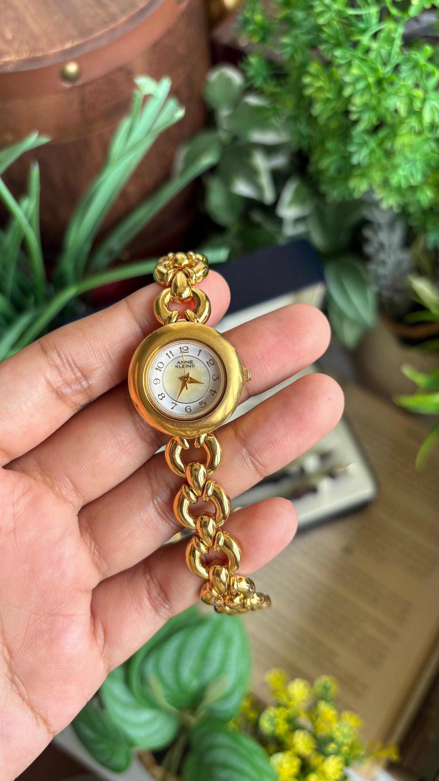 Vintage Anne Klein II Interchangeable Bezel Set Watch in Gold Tone and Two Leather Straps