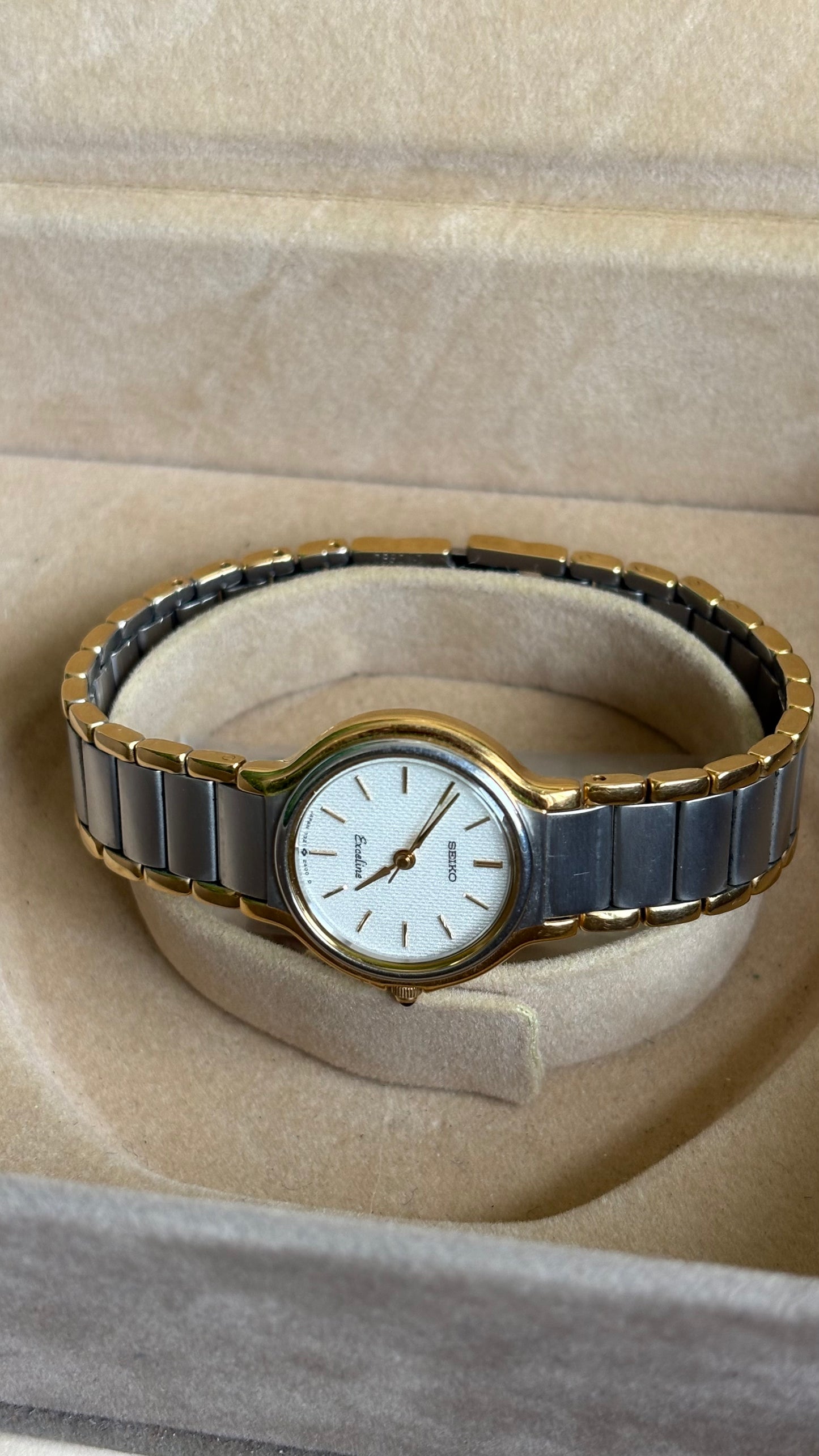 Vintage Seiko Exceline Watch in Two-Tone with Original Box