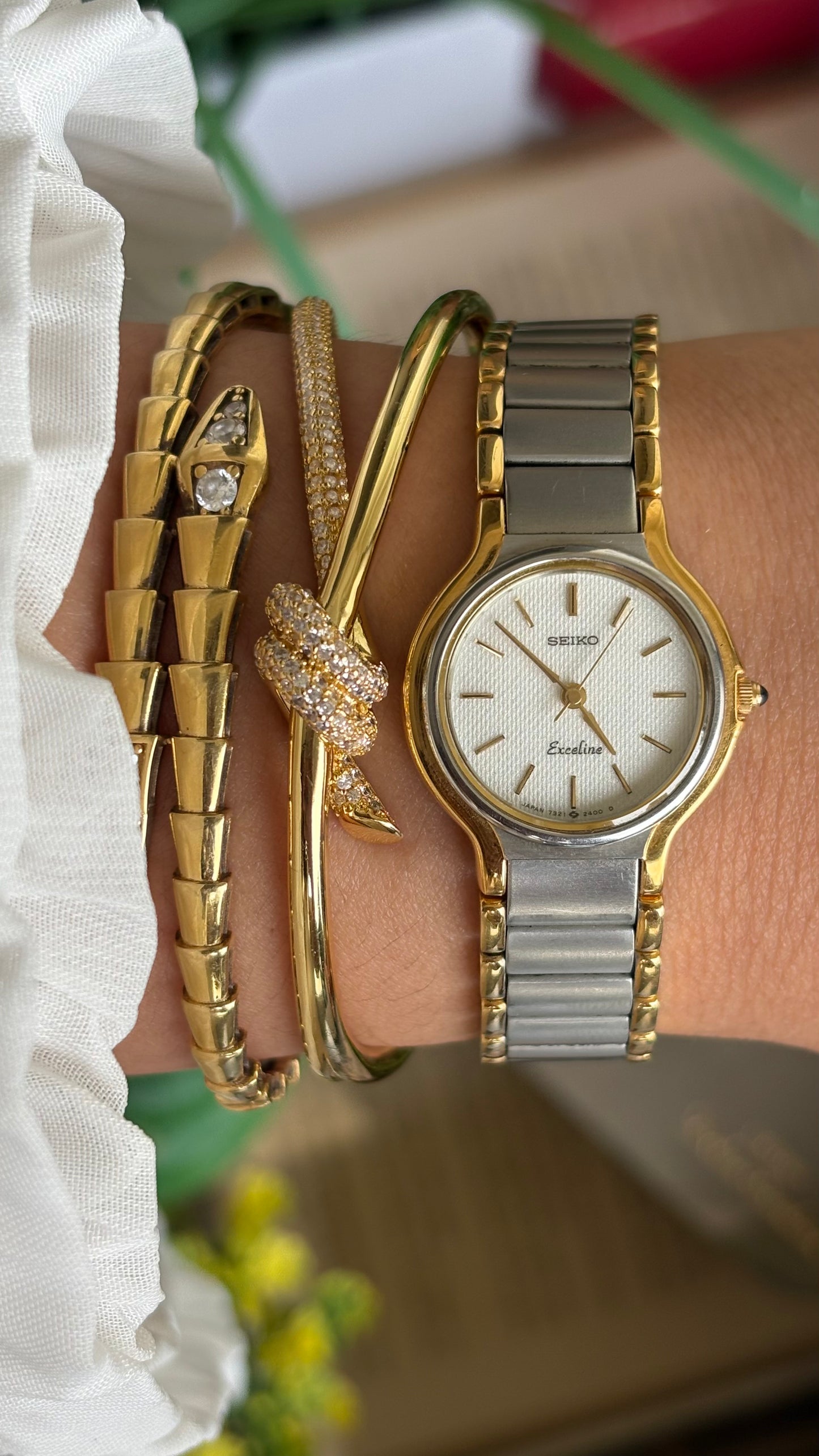 Vintage Seiko Exceline Watch in Two-Tone with Original Box