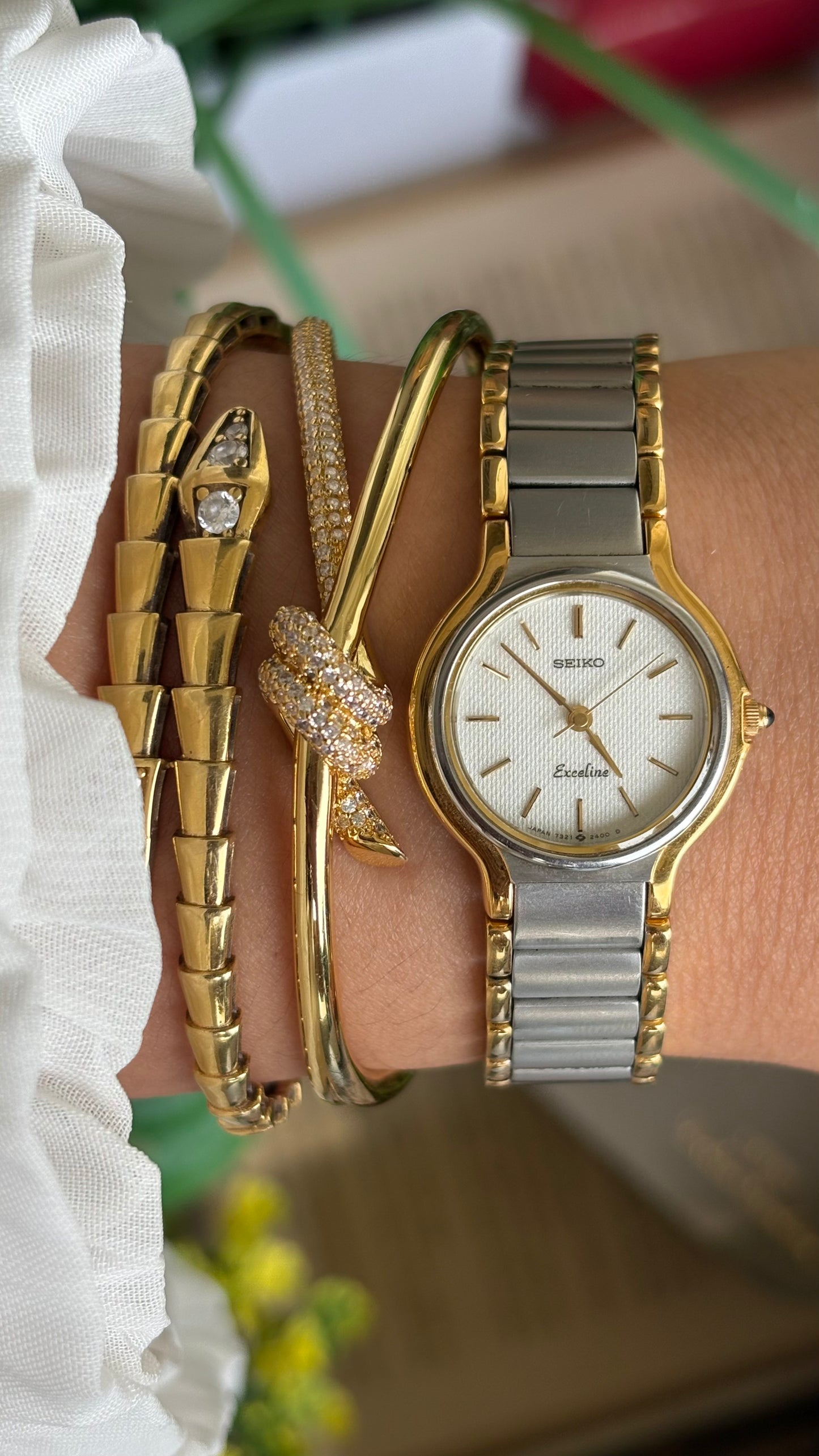 Vintage Seiko Exceline Watch in Two-Tone with Original Box