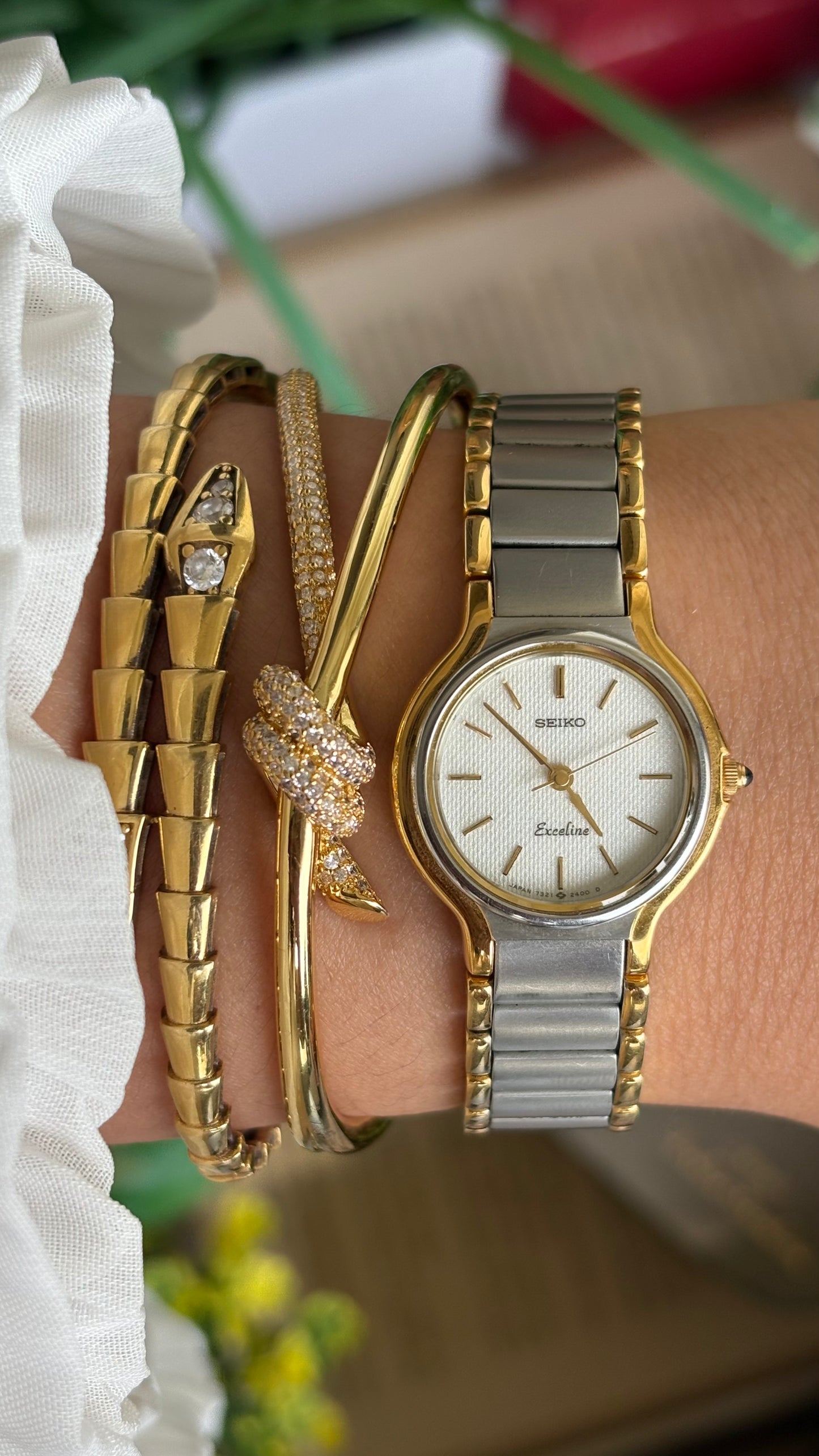 Vintage Seiko Exceline Watch in Two-Tone with Original Box