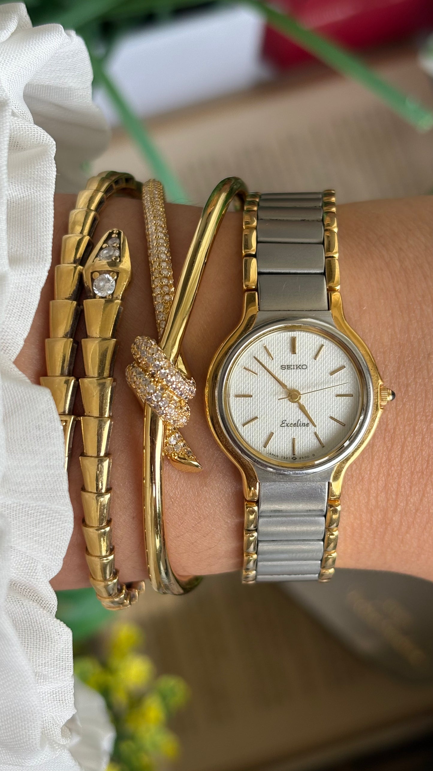 Vintage Seiko Exceline Watch in Two-Tone with Original Box