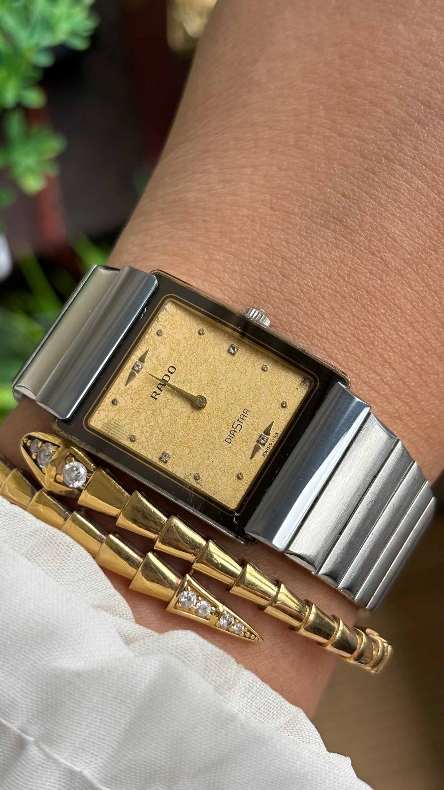 Vintage RADO DiaStar Watch in Silver Tone Yellow Dial