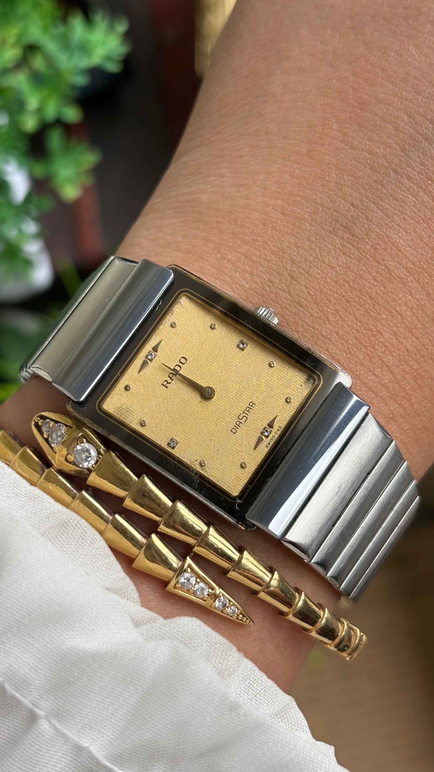 Vintage RADO DiaStar Watch in Silver Tone Yellow Dial