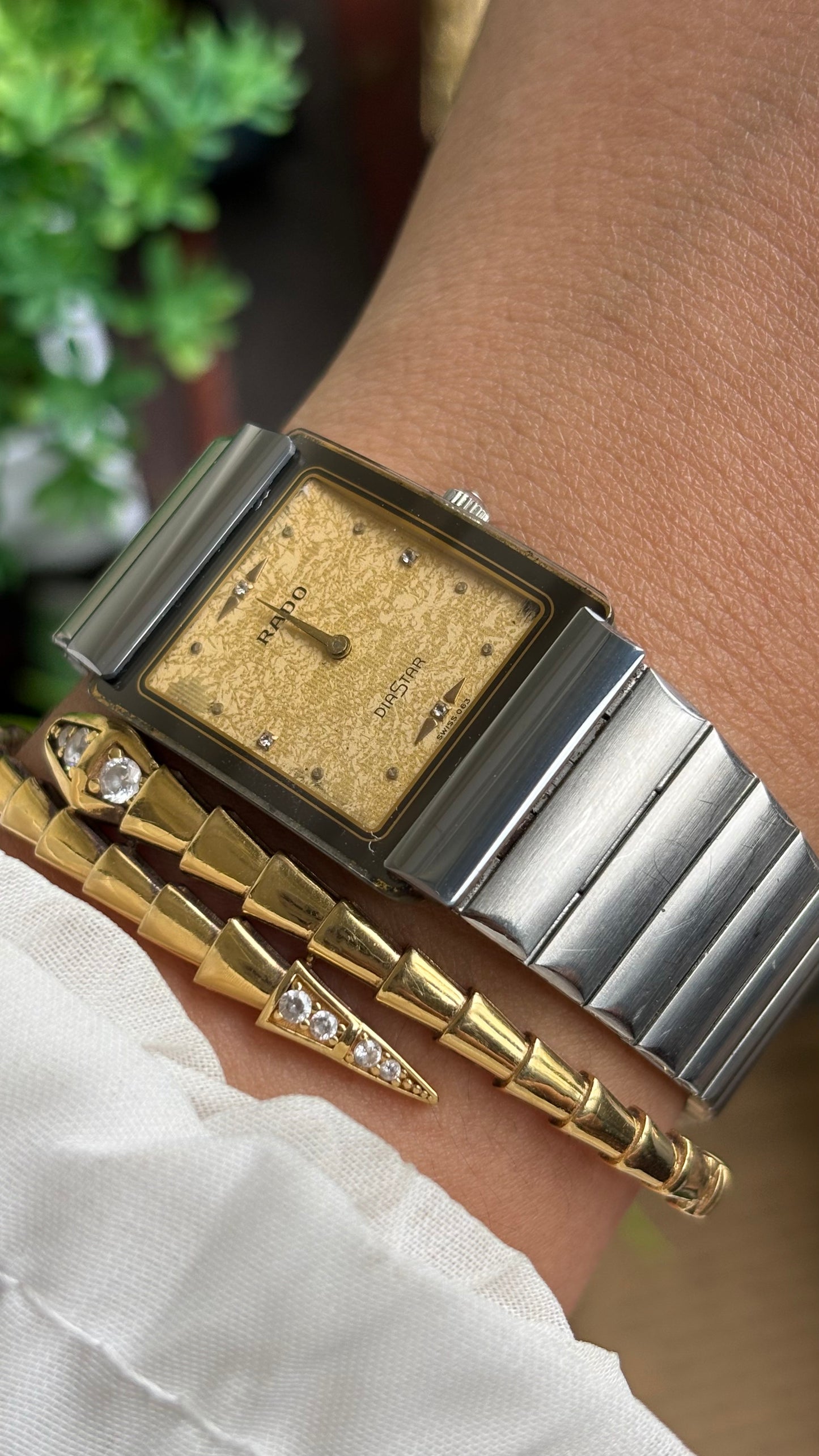 Vintage RADO DiaStar Watch in Silver Tone Yellow Dial