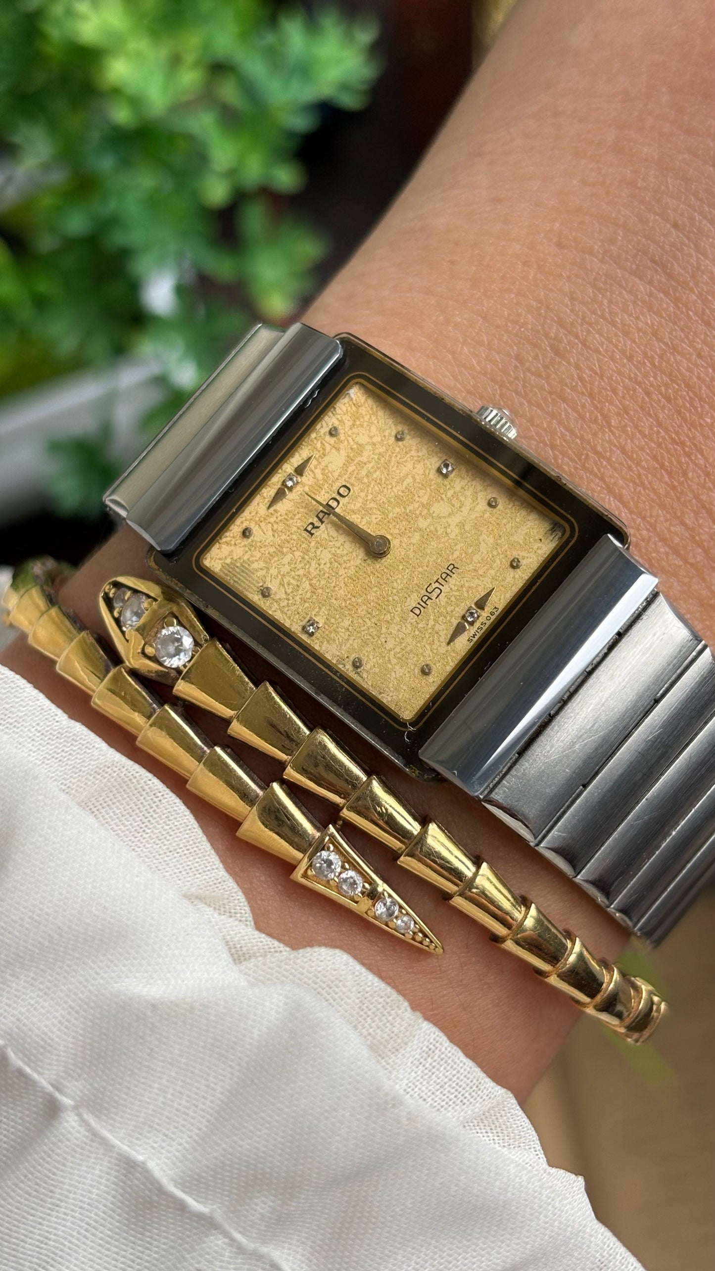 Vintage RADO DiaStar Watch in Silver Tone Yellow Dial