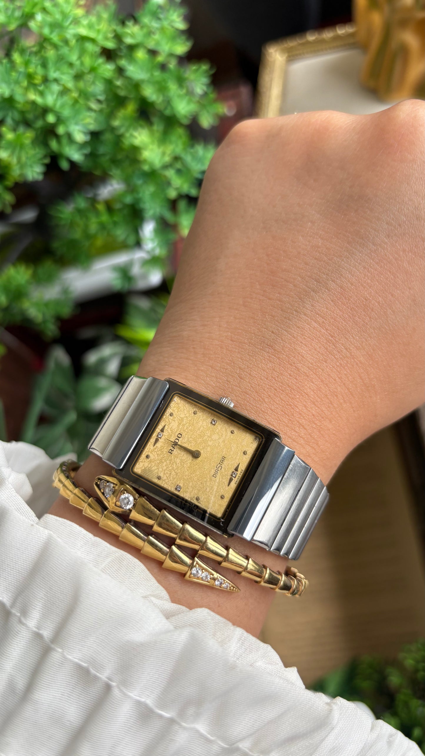 Vintage RADO DiaStar Watch in Silver Tone Yellow Dial