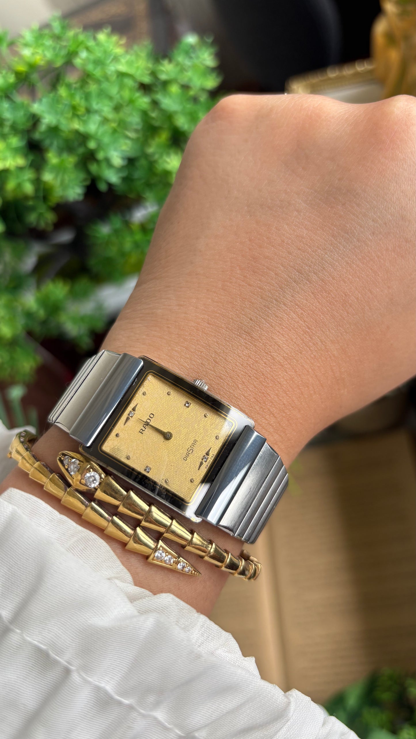 Vintage RADO DiaStar Watch in Silver Tone Yellow Dial